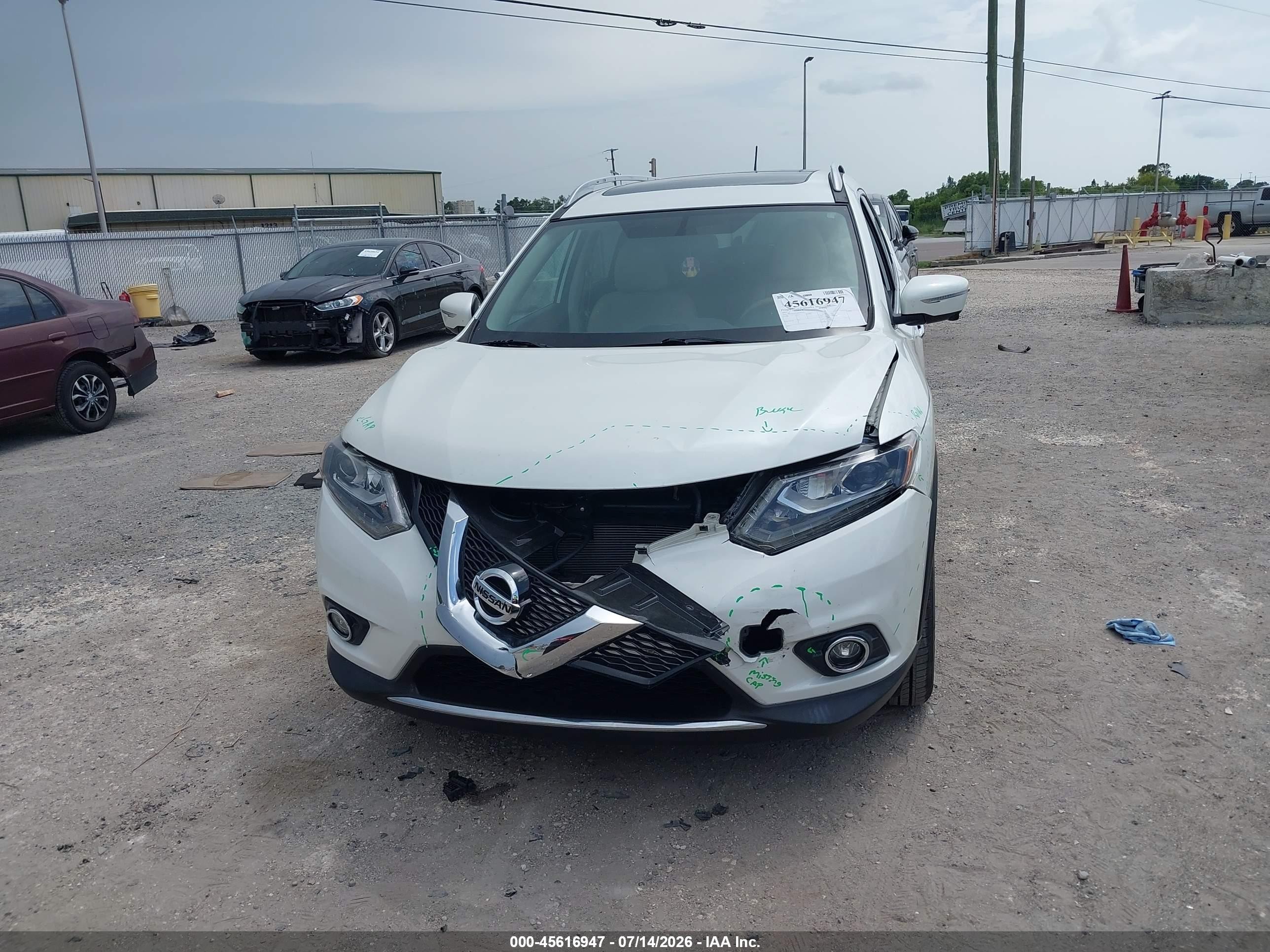 2015 Nissan Rogue Sl Белый vin: 5N1AT2MT6FC862427