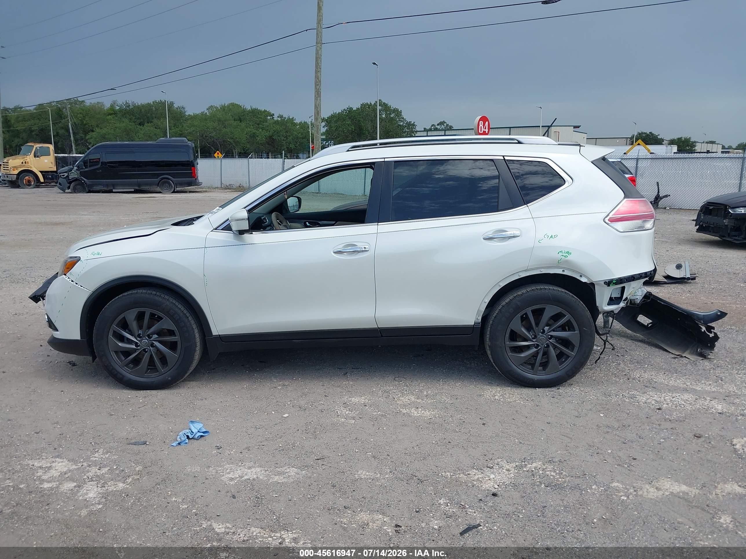 2015 Nissan Rogue Sl Белый vin: 5N1AT2MT6FC862427