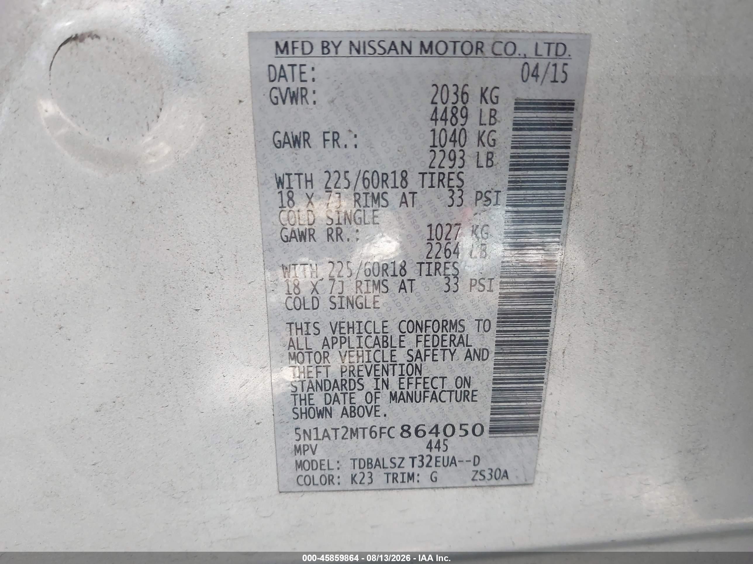 2015 Nissan Rogue Sl Silver vin: 5N1AT2MT6FC864050