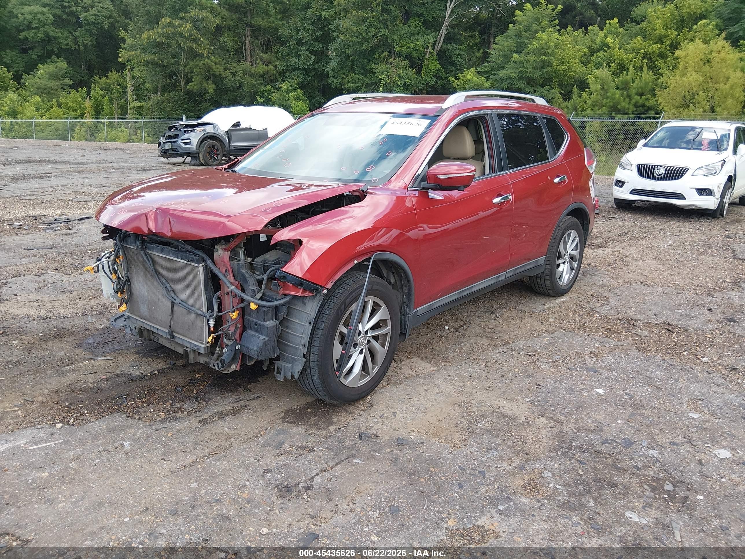 2015 Nissan Rogue Sl Red vin: 5N1AT2MT6FC869412