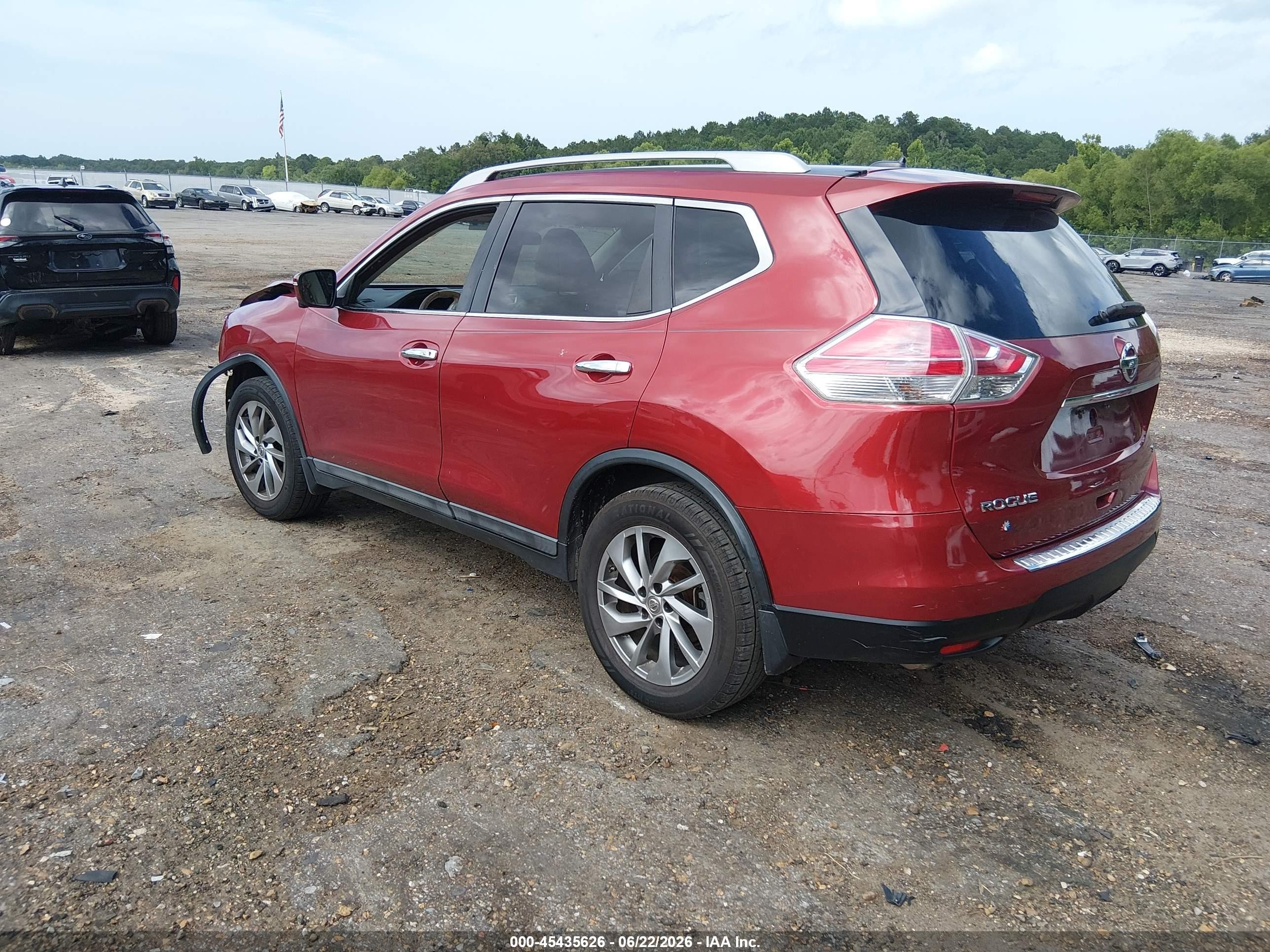 2015 Nissan Rogue Sl Red vin: 5N1AT2MT6FC869412