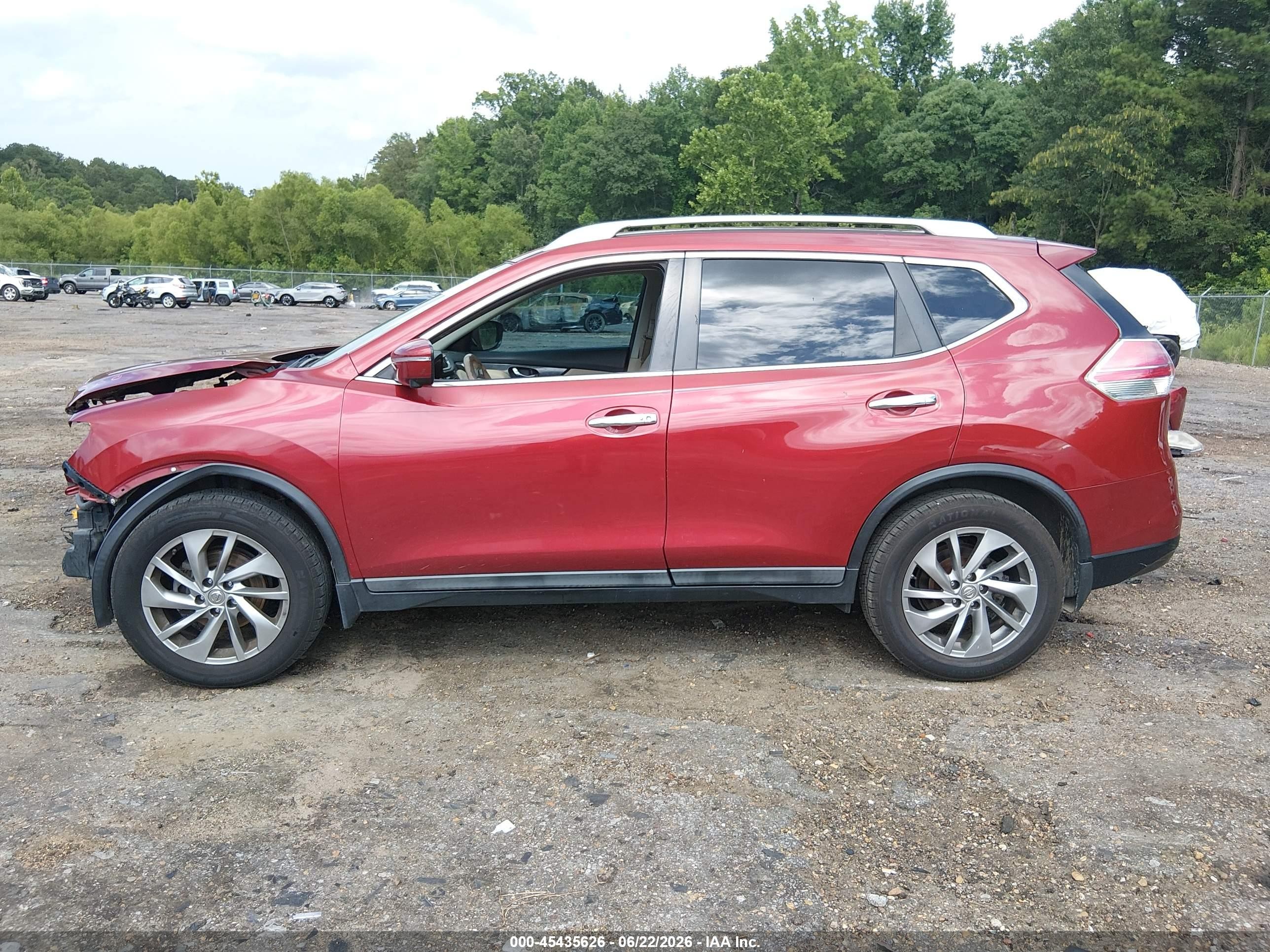 2015 Nissan Rogue Sl Red vin: 5N1AT2MT6FC869412