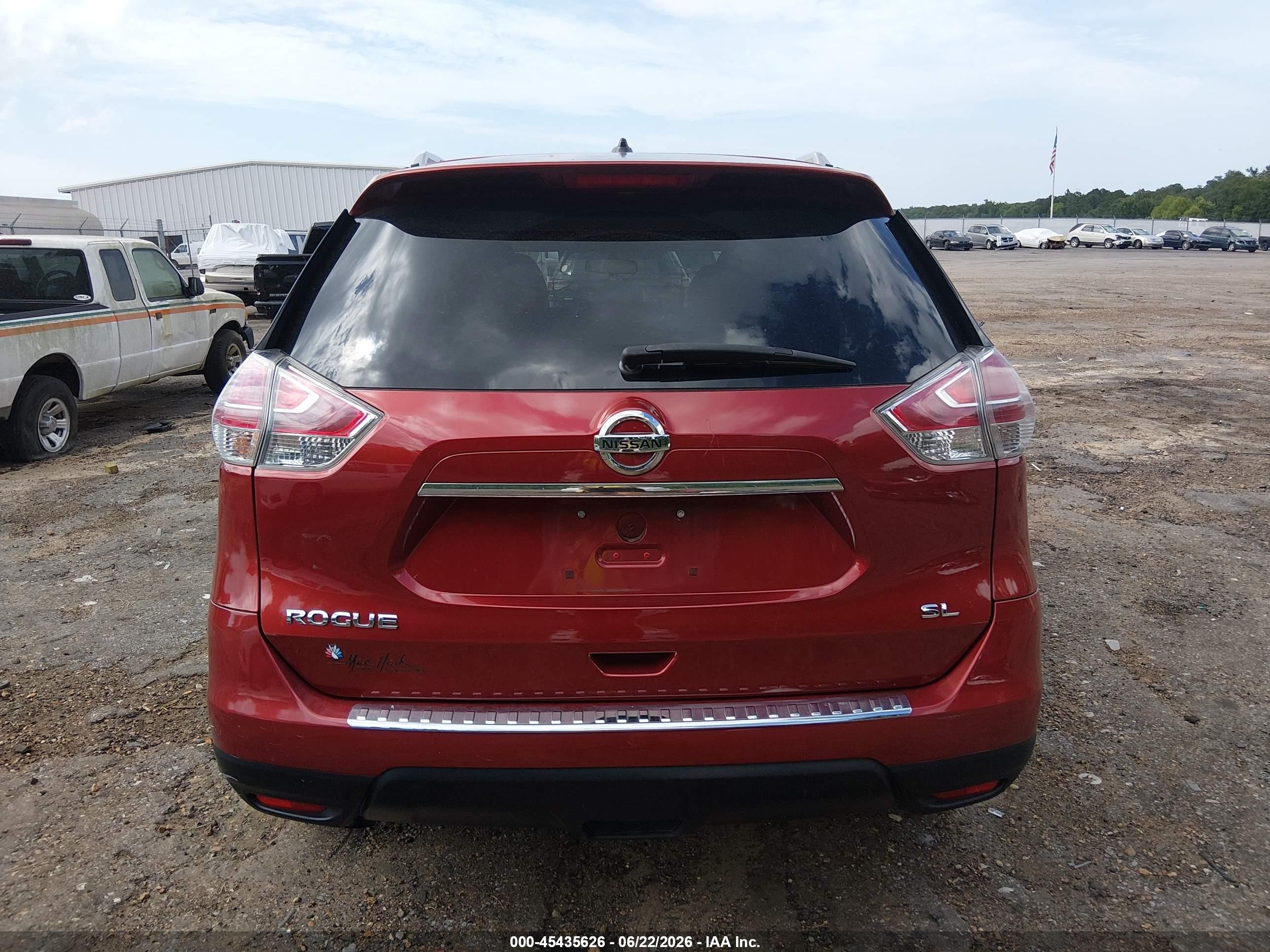 2015 Nissan Rogue Sl Red vin: 5N1AT2MT6FC869412