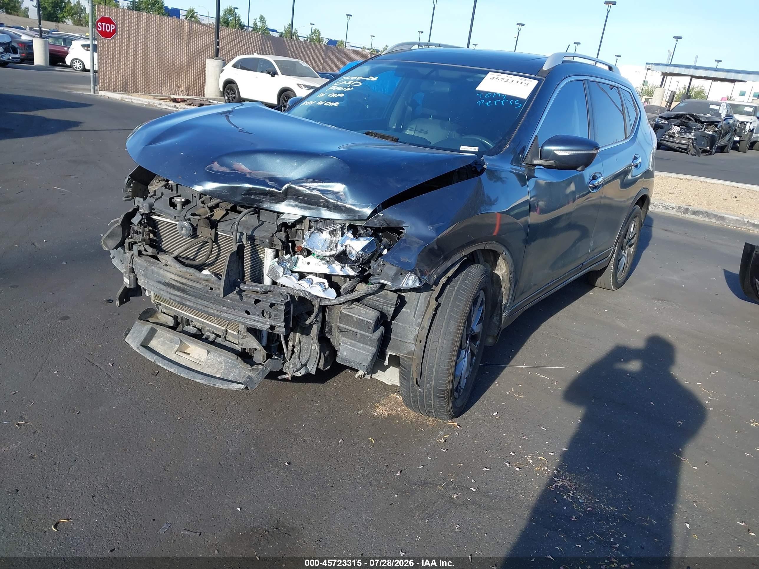 2014 Nissan Rogue Sl Green vin: 5N1AT2MT7EC791012