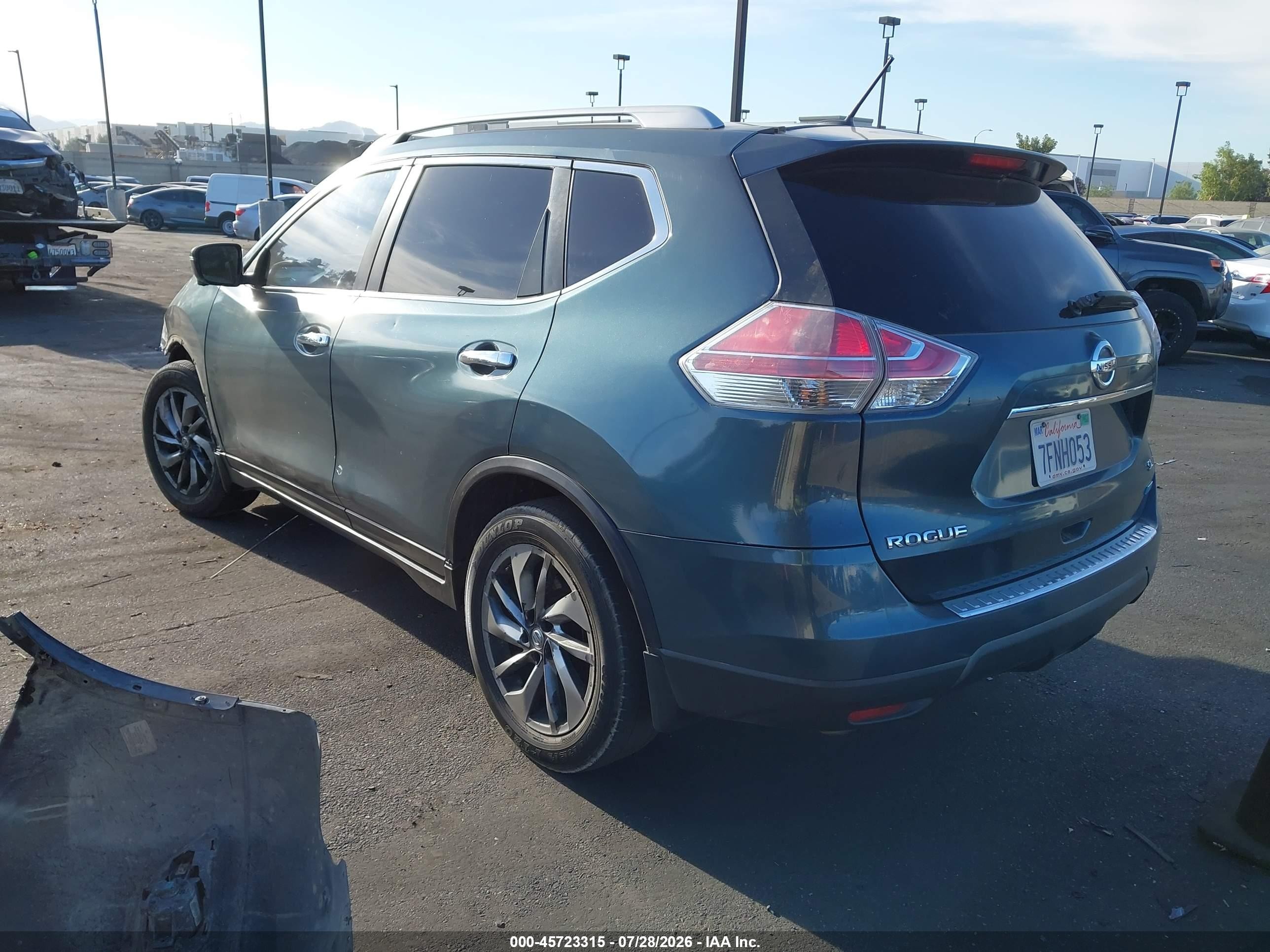2014 Nissan Rogue Sl Green vin: 5N1AT2MT7EC791012