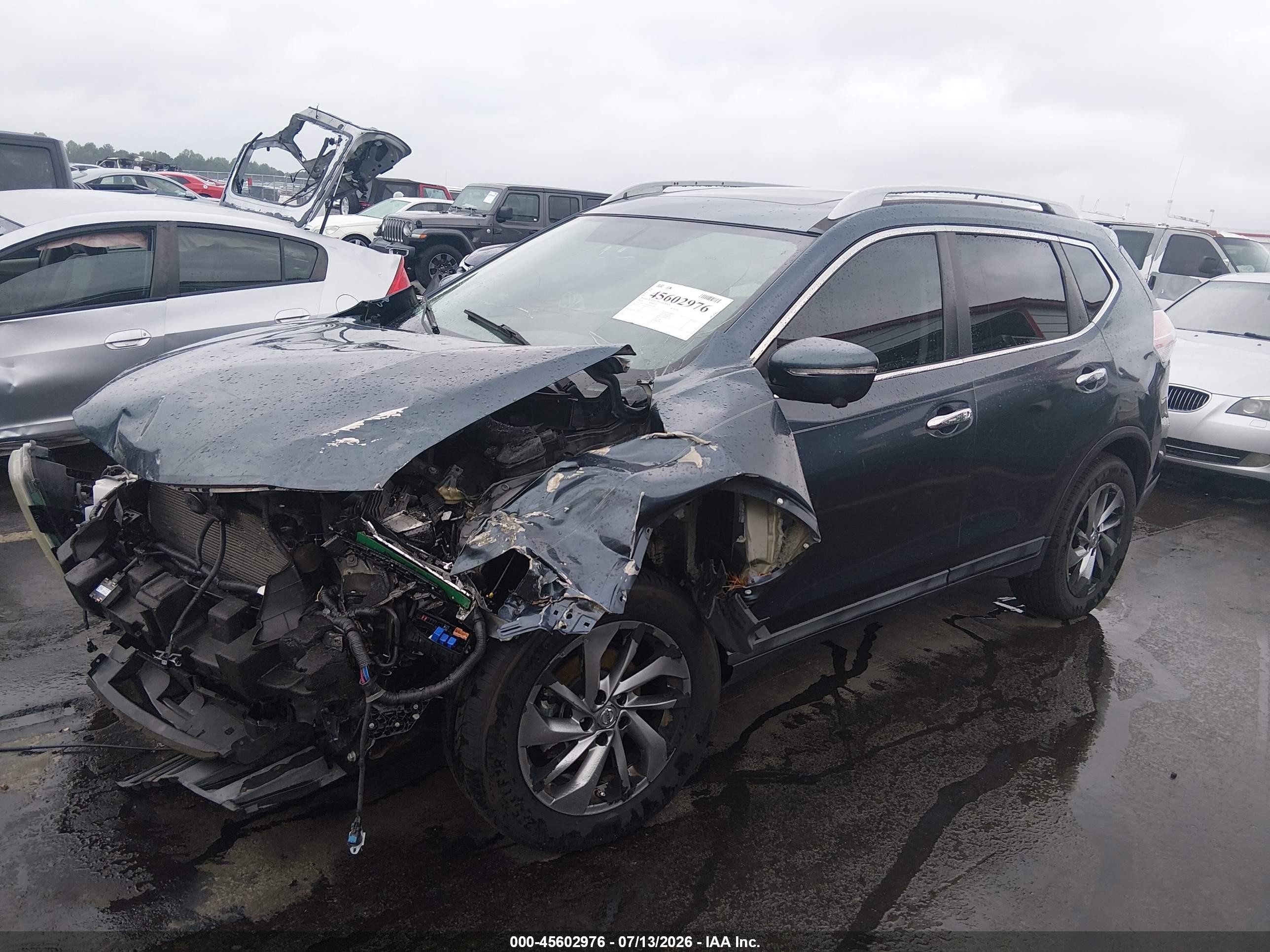 2014 Nissan Rogue Sl Blue vin: 5N1AT2MT7EC861009