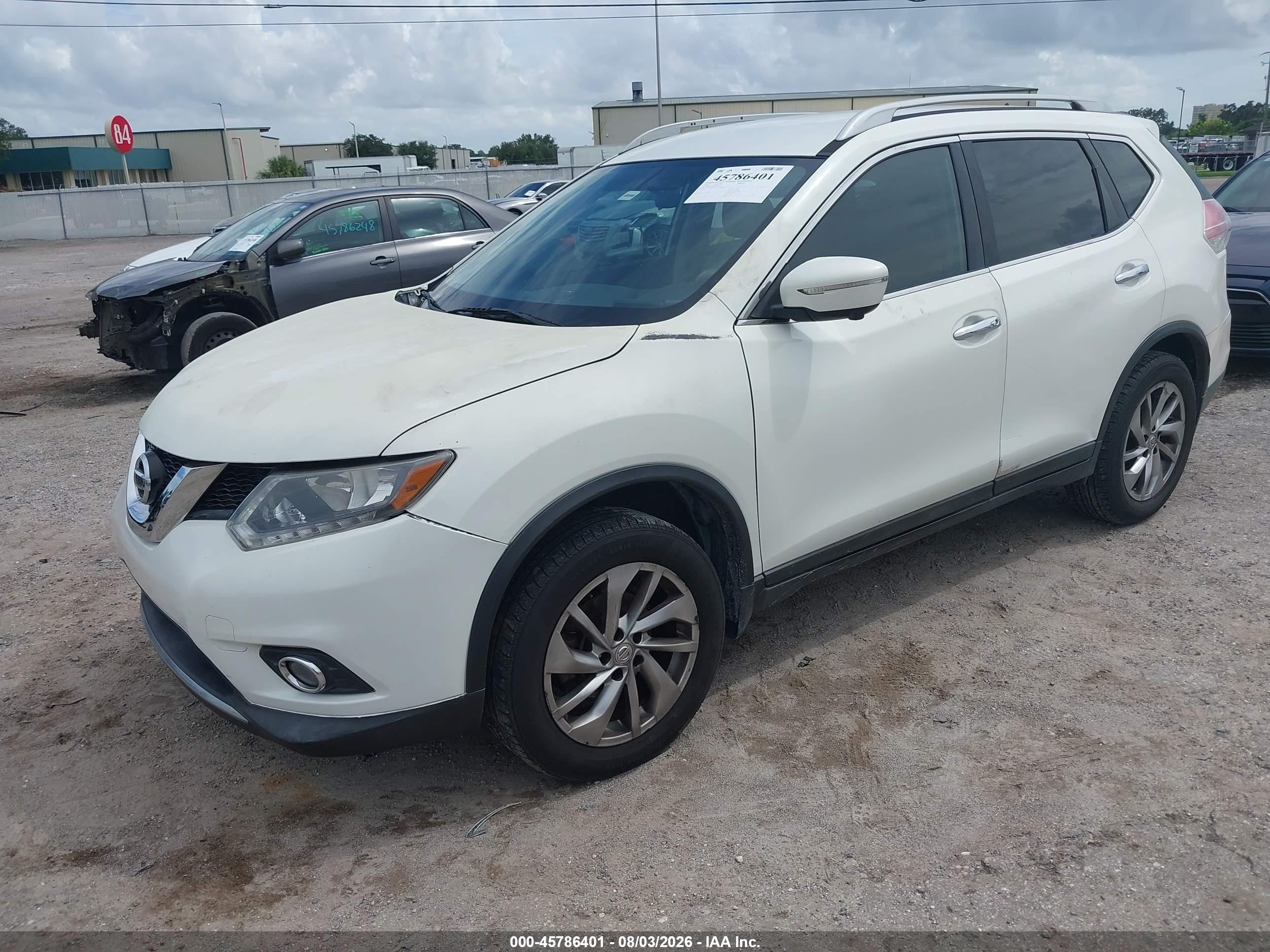 2014 Nissan Rogue Sl White vin: 5N1AT2MT7EC866355