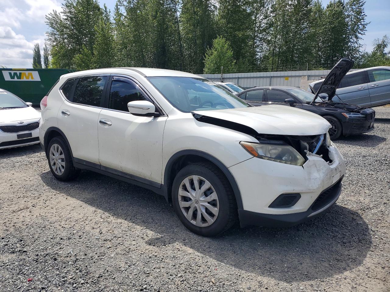 2015 Nissan Rogue S White vin: 5N1AT2MT7FC769996
