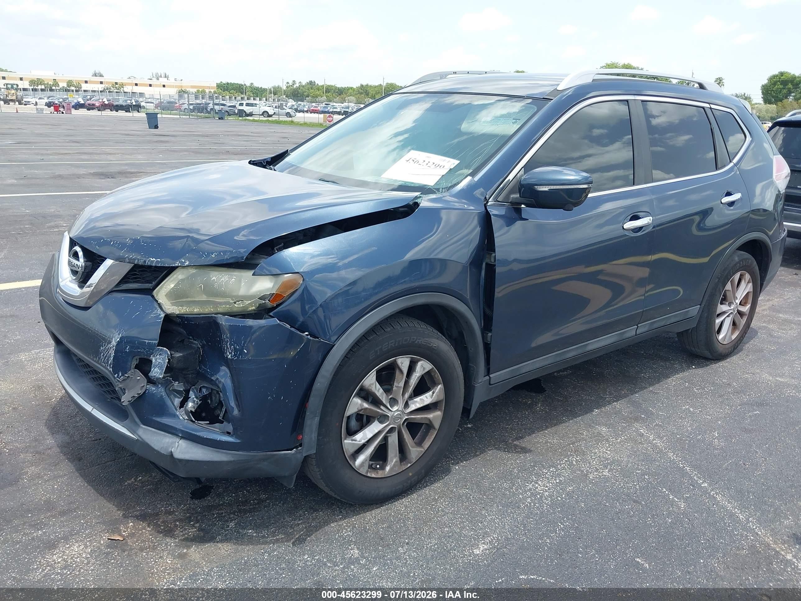 2015 Nissan Rogue Sv Blue vin: 5N1AT2MT7FC783915