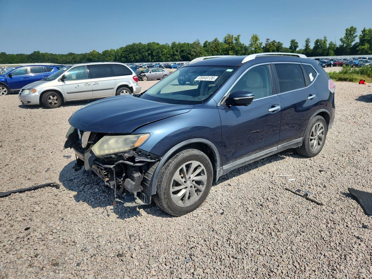 2015 Nissan Rogue Sl Blue vin: 5N1AT2MT7FC796518