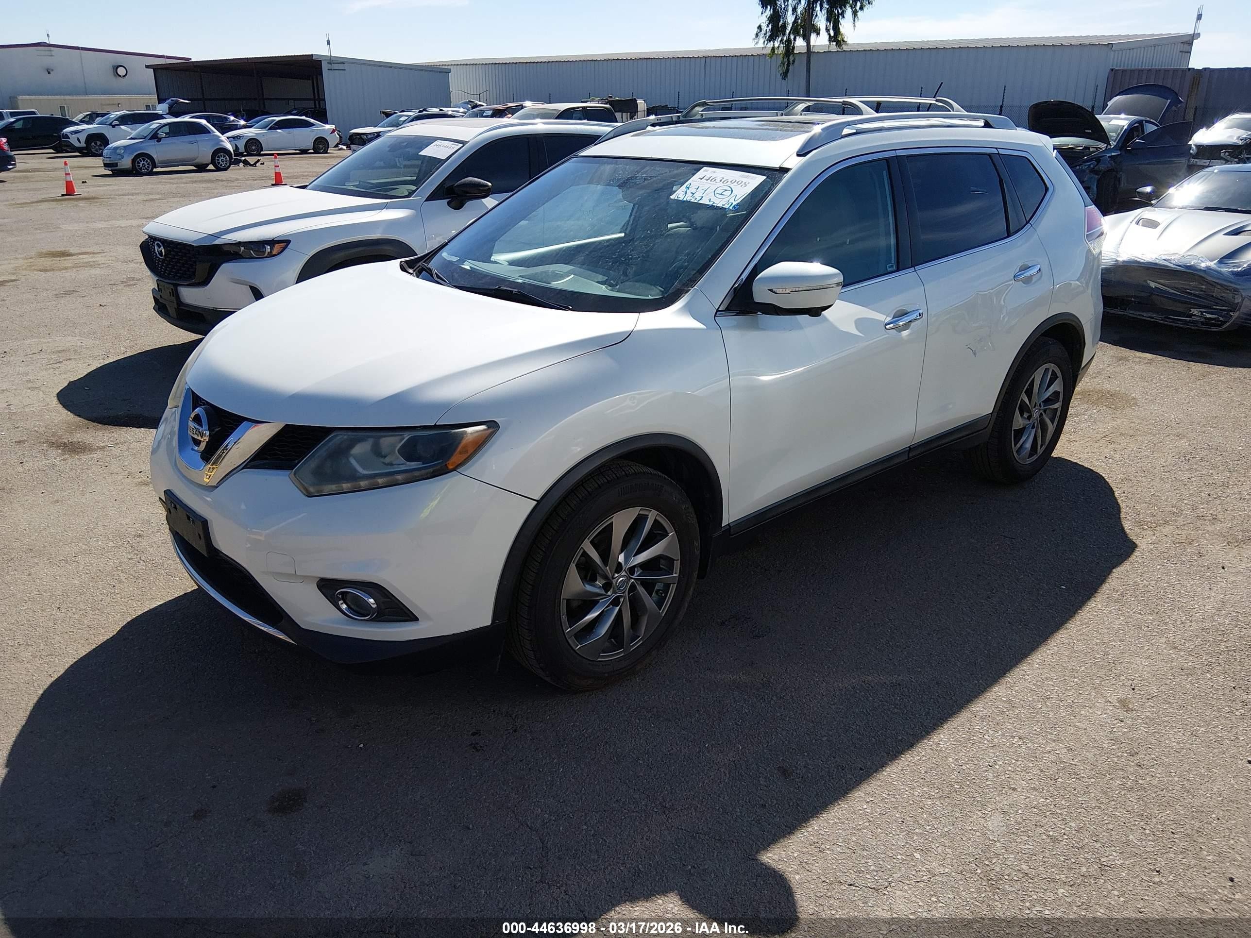 2015 Nissan Rogue Sl White vin: 5N1AT2MT7FC815603