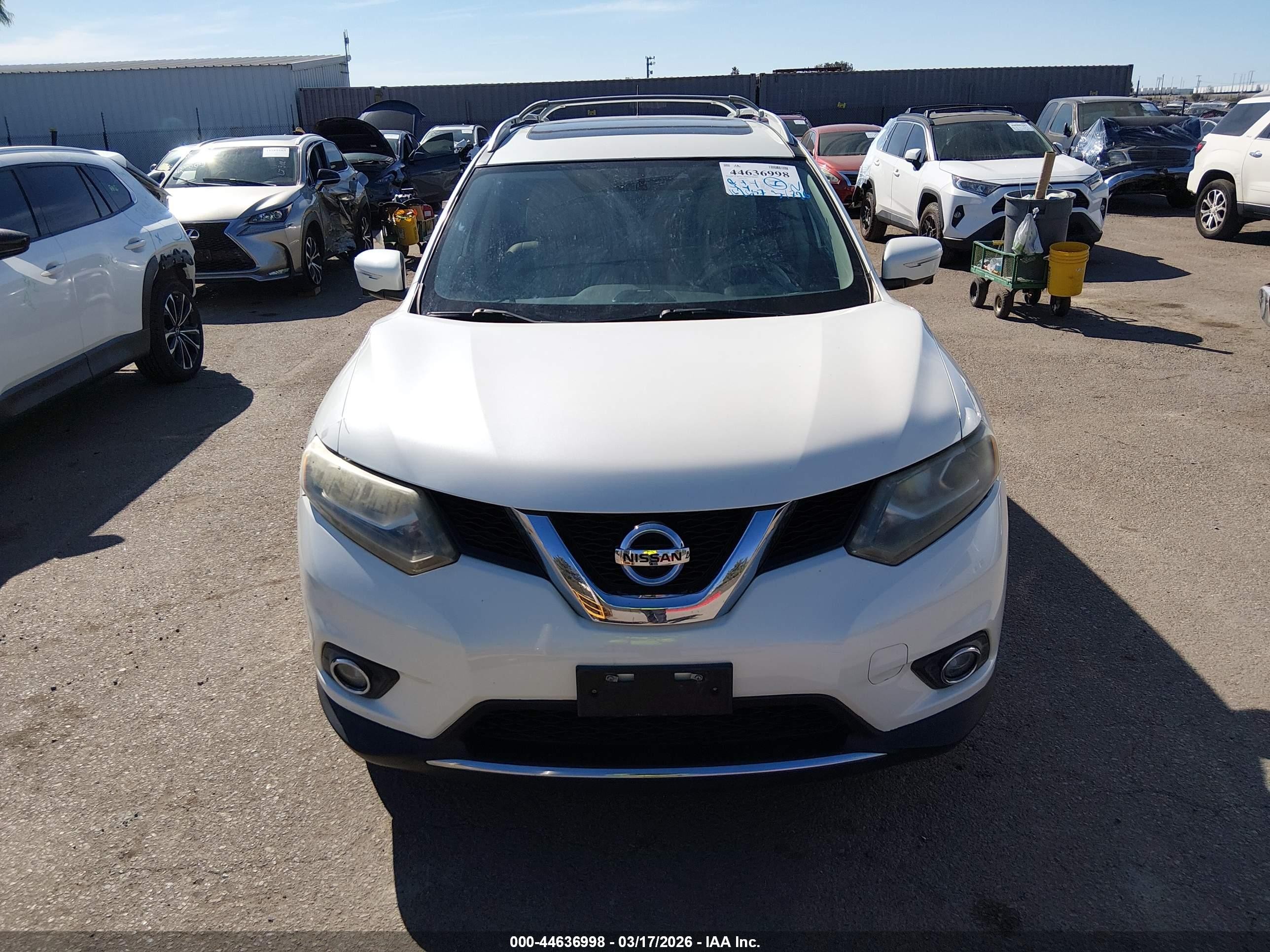 2015 Nissan Rogue Sl White vin: 5N1AT2MT7FC815603