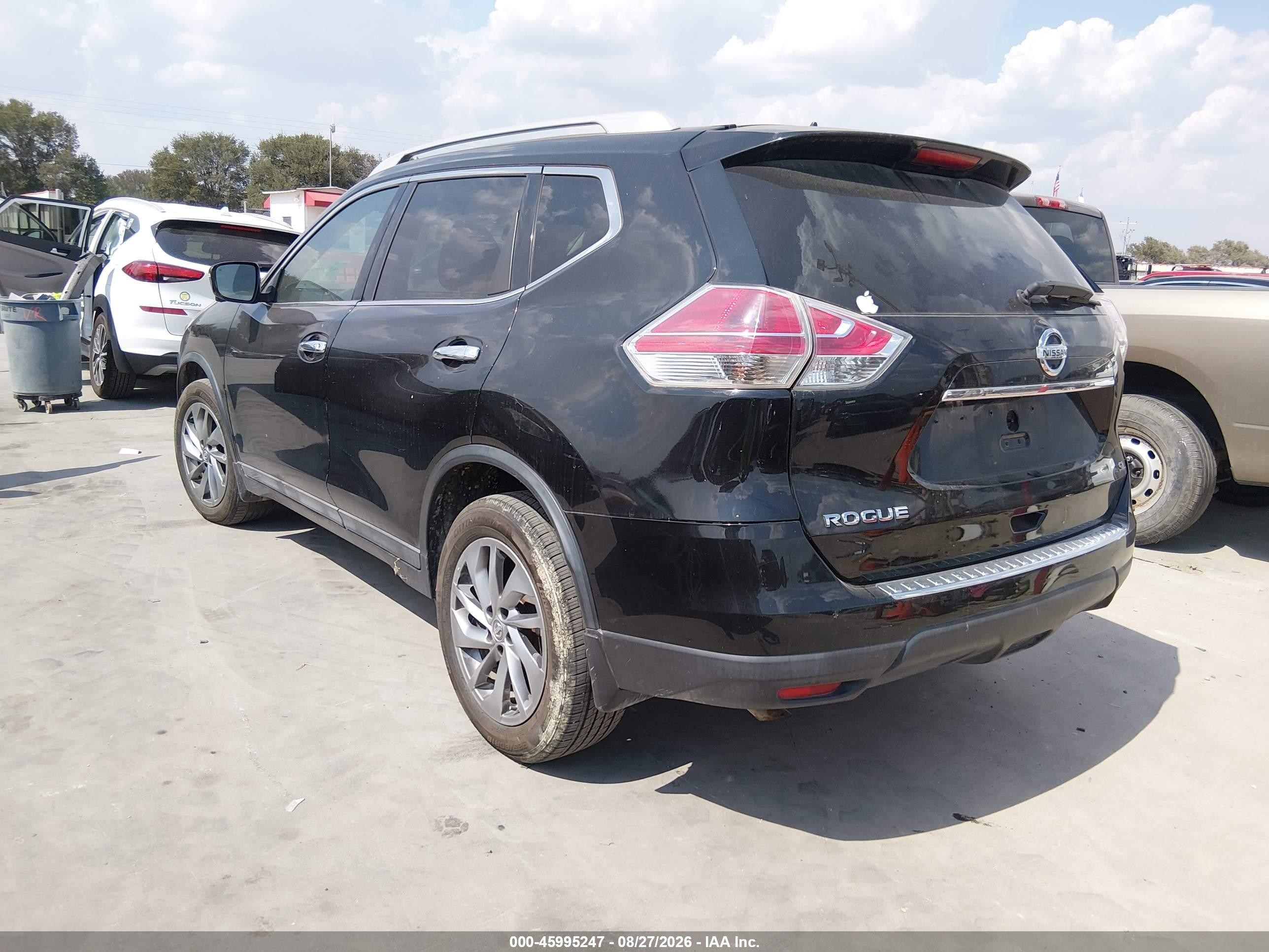 2015 Nissan Rogue Sl Black vin: 5N1AT2MT7FC818825