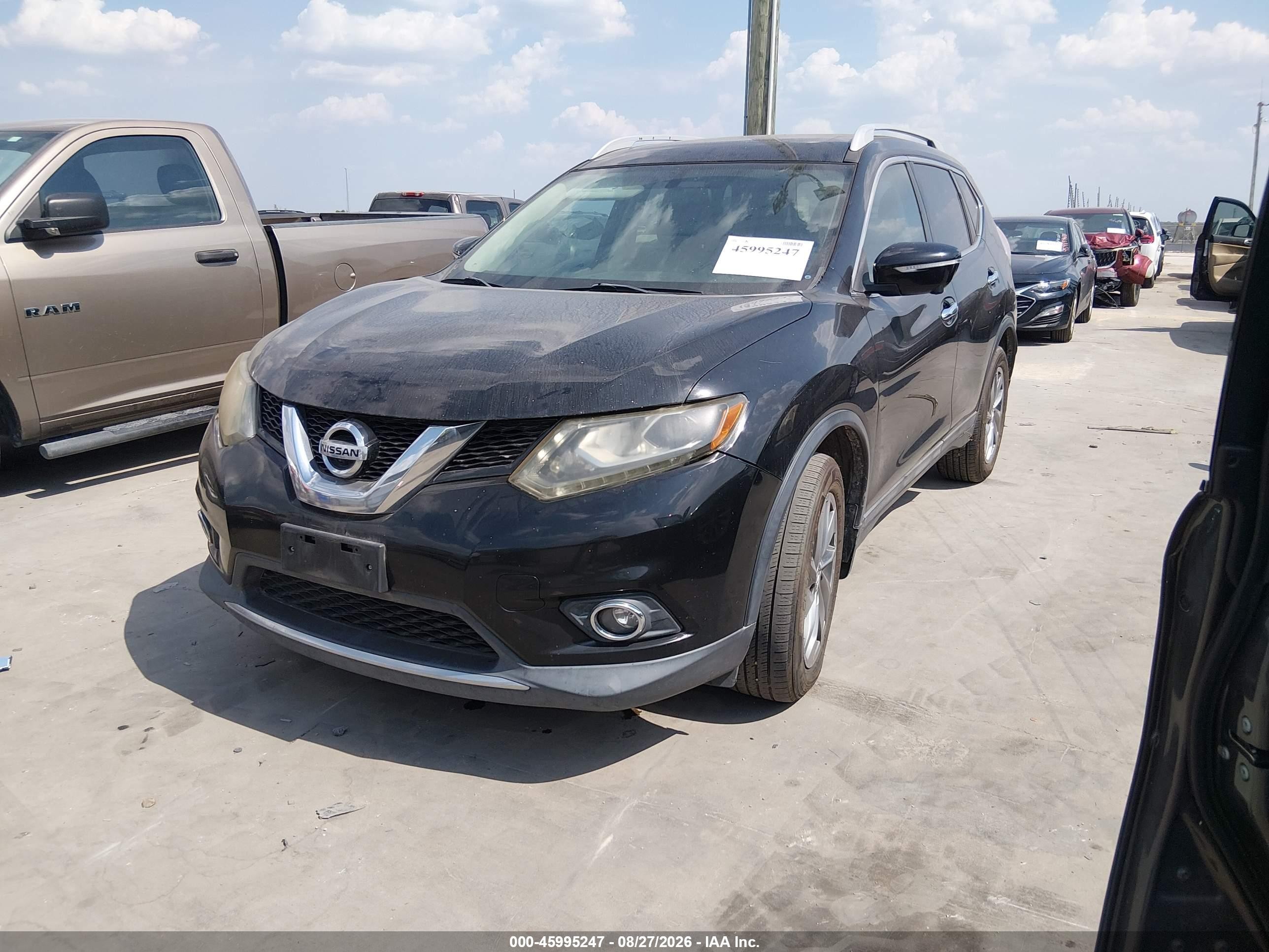 2015 Nissan Rogue Sl Black vin: 5N1AT2MT7FC818825