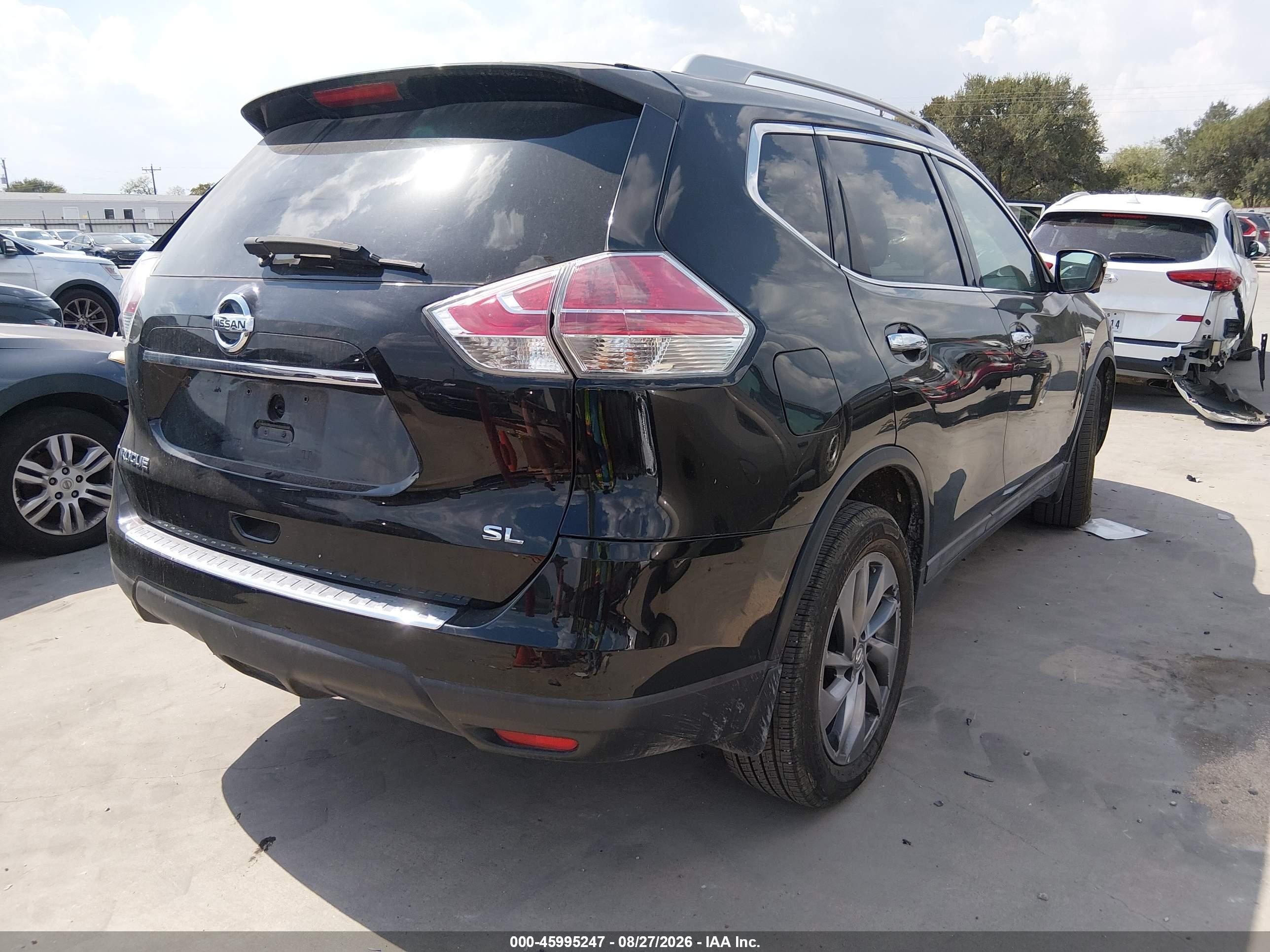 2015 Nissan Rogue Sl Black vin: 5N1AT2MT7FC818825