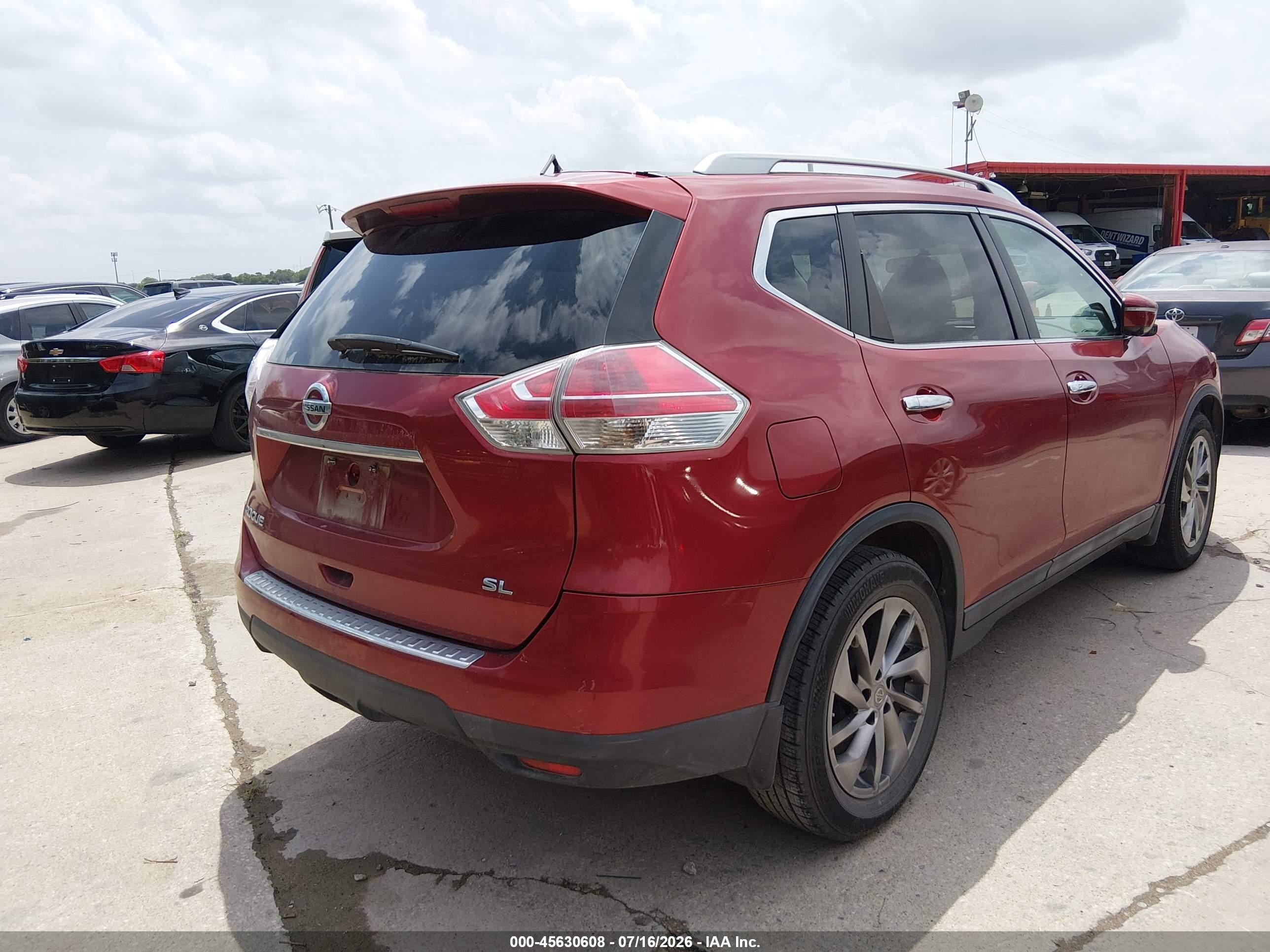 2015 Nissan Rogue Sl Red vin: 5N1AT2MT7FC819926