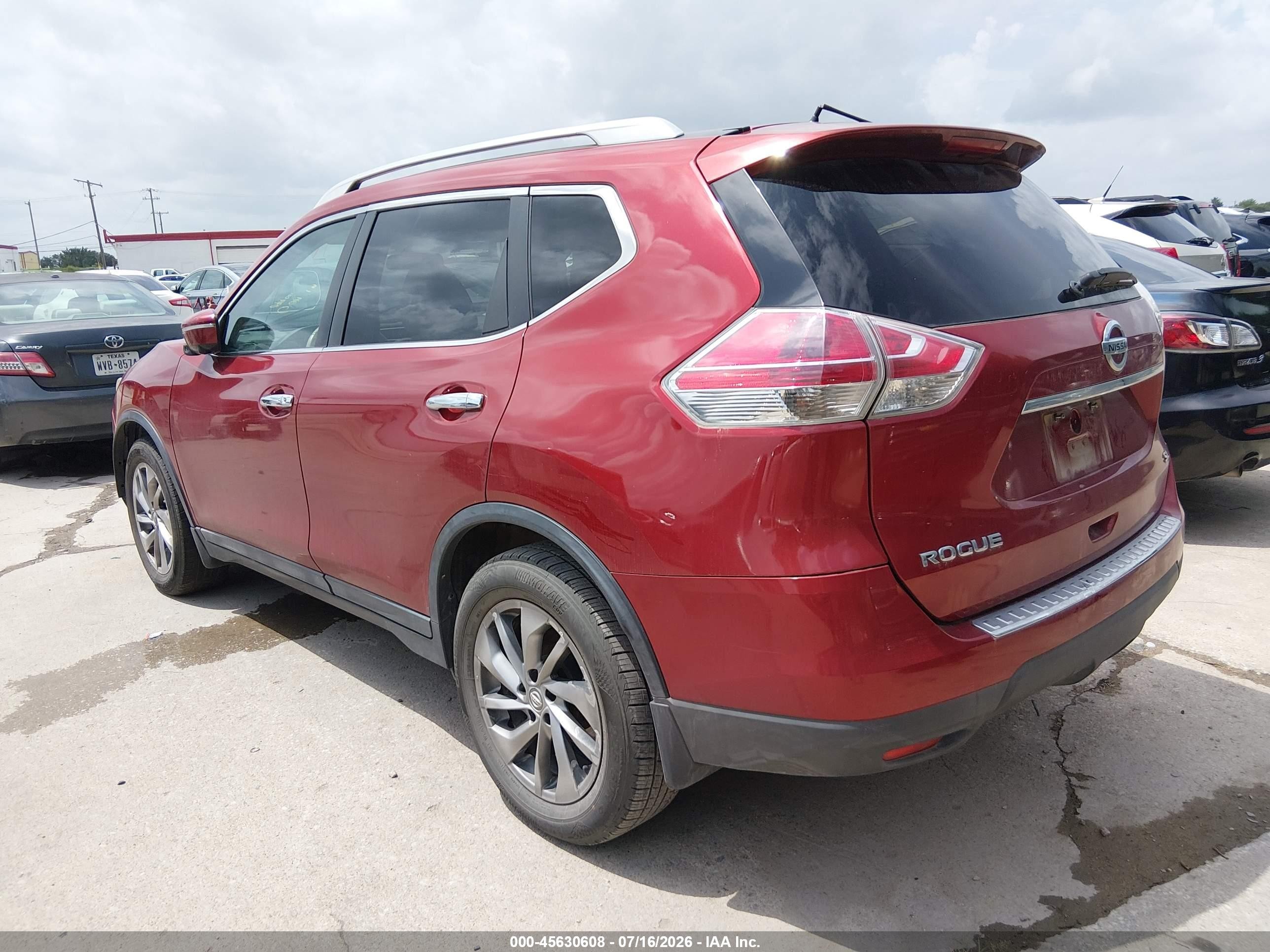 2015 Nissan Rogue Sl Red vin: 5N1AT2MT7FC819926