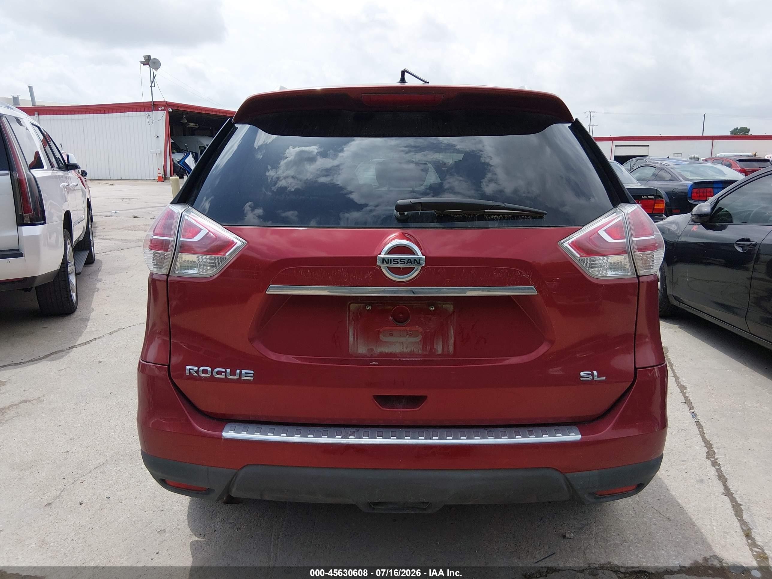 2015 Nissan Rogue Sl Red vin: 5N1AT2MT7FC819926