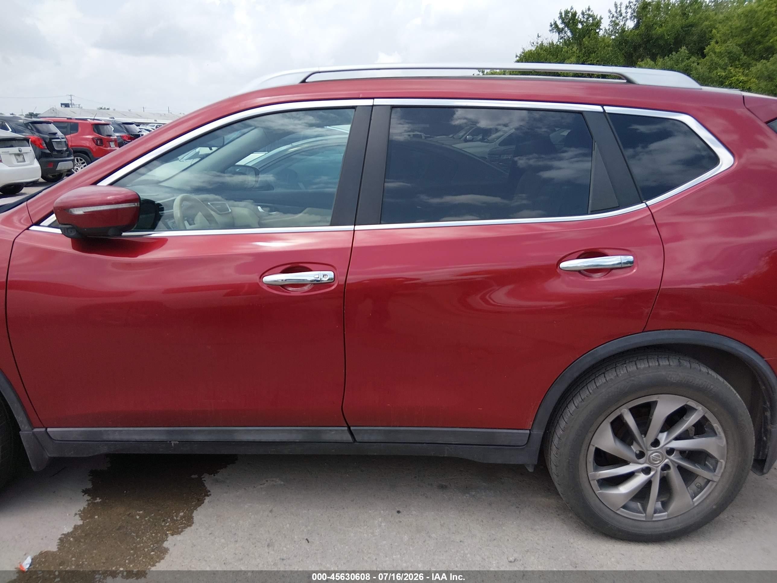2015 Nissan Rogue Sl Red vin: 5N1AT2MT7FC819926