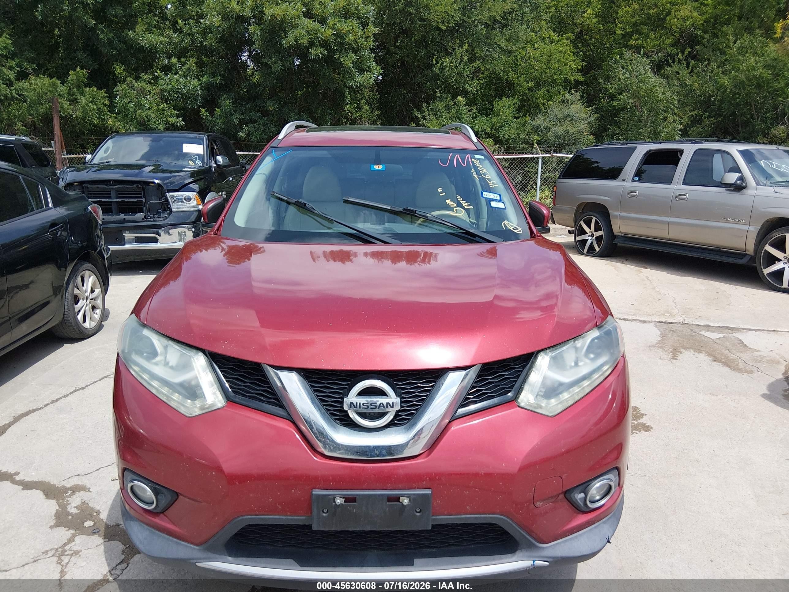 2015 Nissan Rogue Sl Red vin: 5N1AT2MT7FC819926