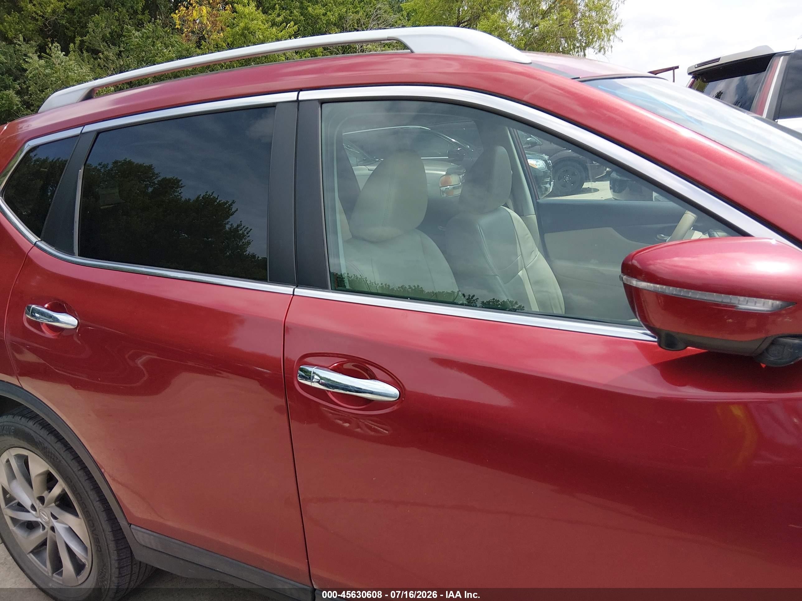 2015 Nissan Rogue Sl Red vin: 5N1AT2MT7FC819926