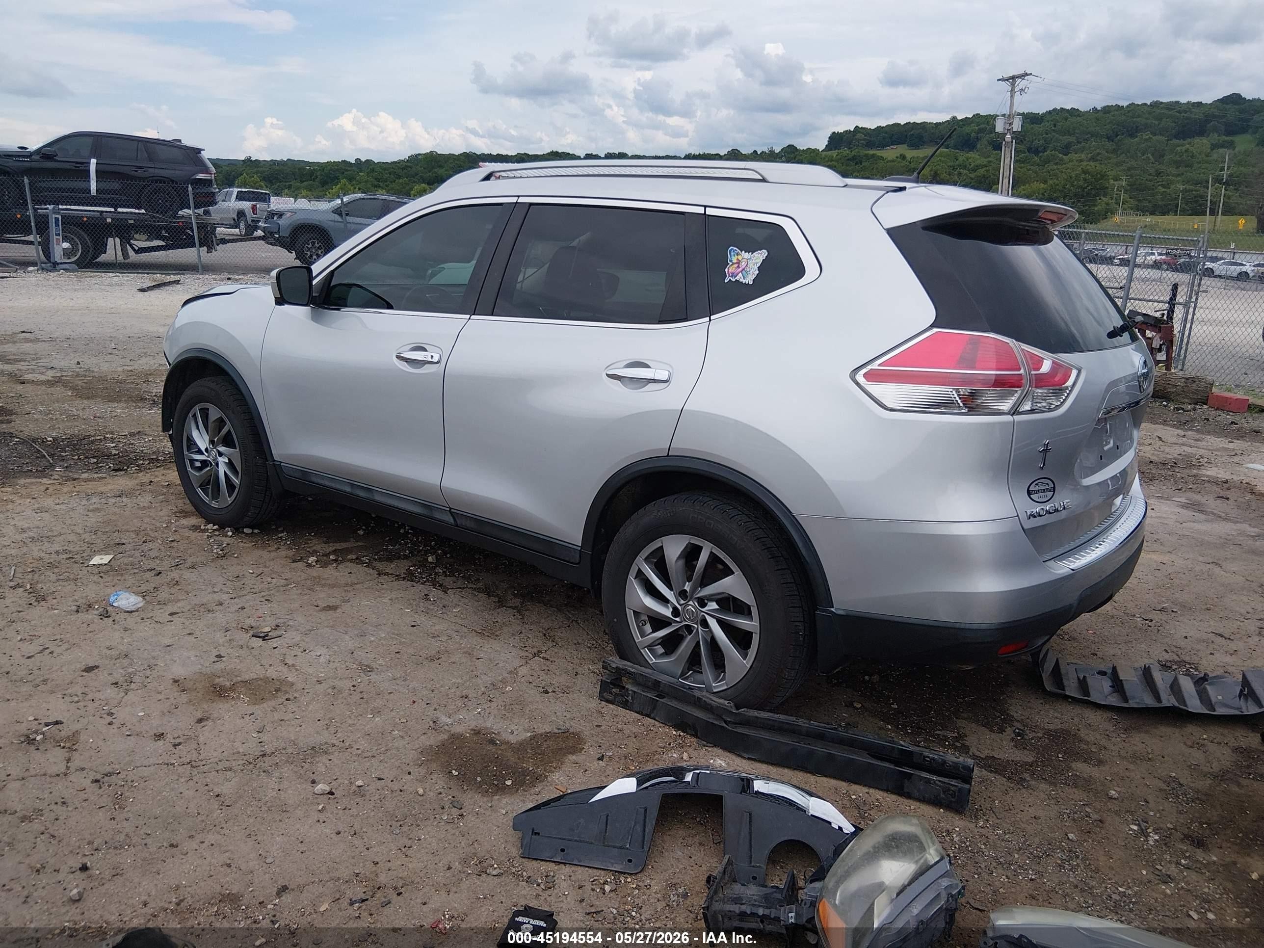 2015 Nissan Rogue Sl Silver vin: 5N1AT2MT7FC855468