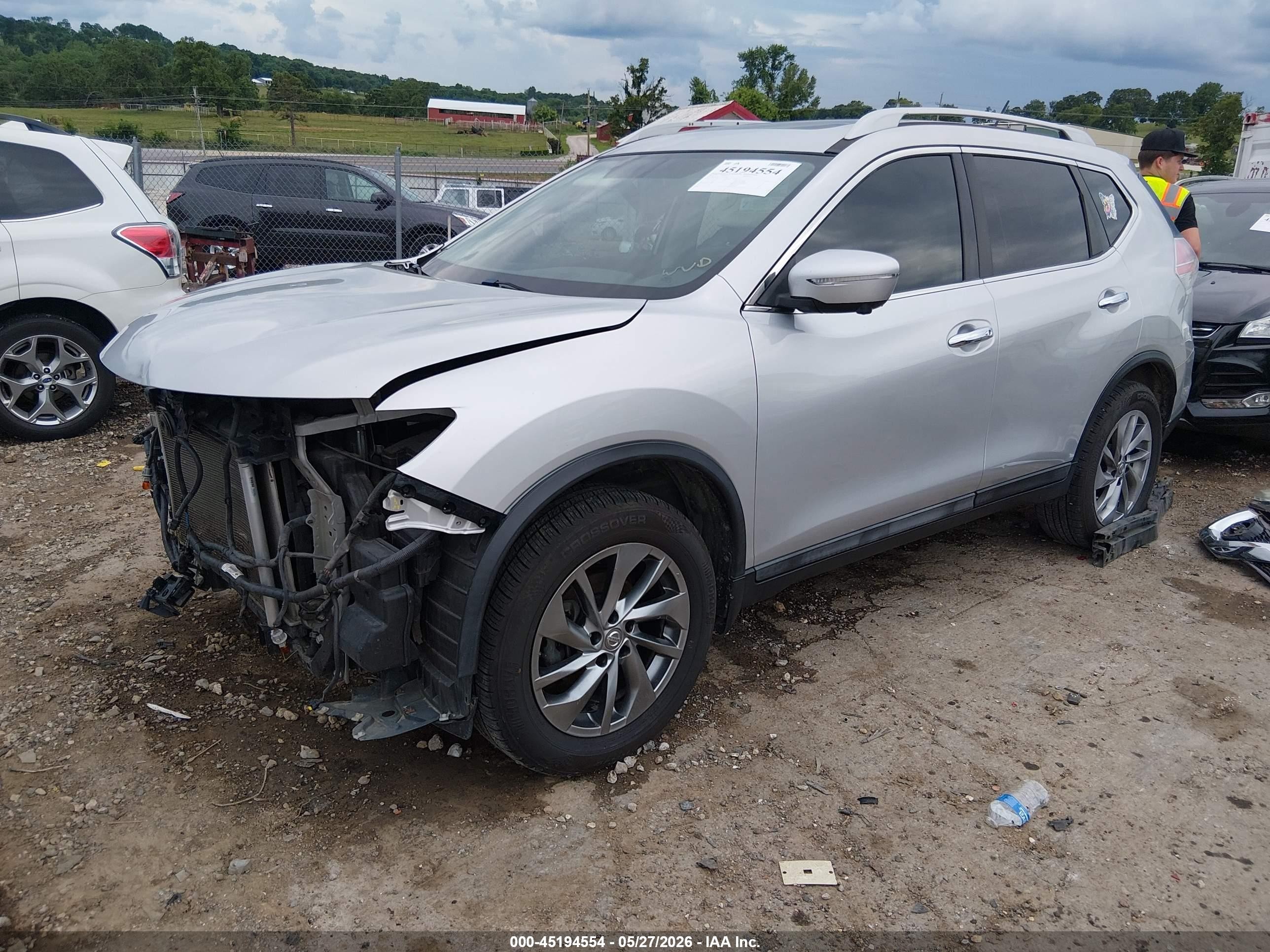 2015 Nissan Rogue Sl Silver vin: 5N1AT2MT7FC855468