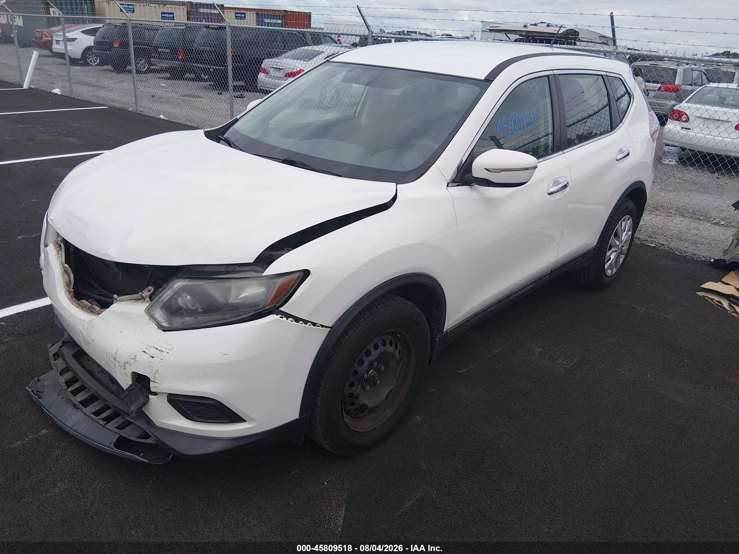 2015 Nissan Rogue S White vin: 5N1AT2MT7FC859049