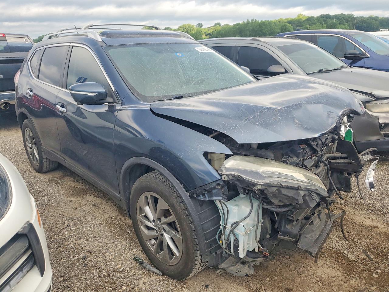 2015 Nissan Rogue Sl Blue vin: 5N1AT2MT7FC887742