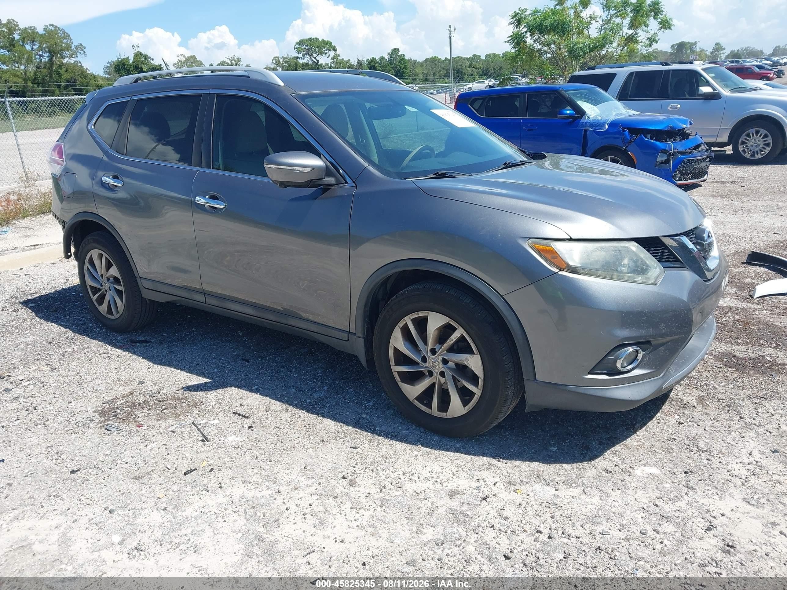 2015 Nissan Rogue Sl Серый vin: 5N1AT2MT7FC925082