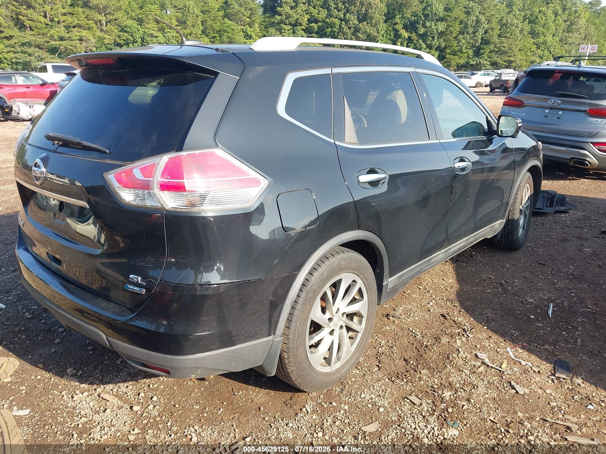 2014 Nissan Rogue Sl Black vin: 5N1AT2MT8EC766698