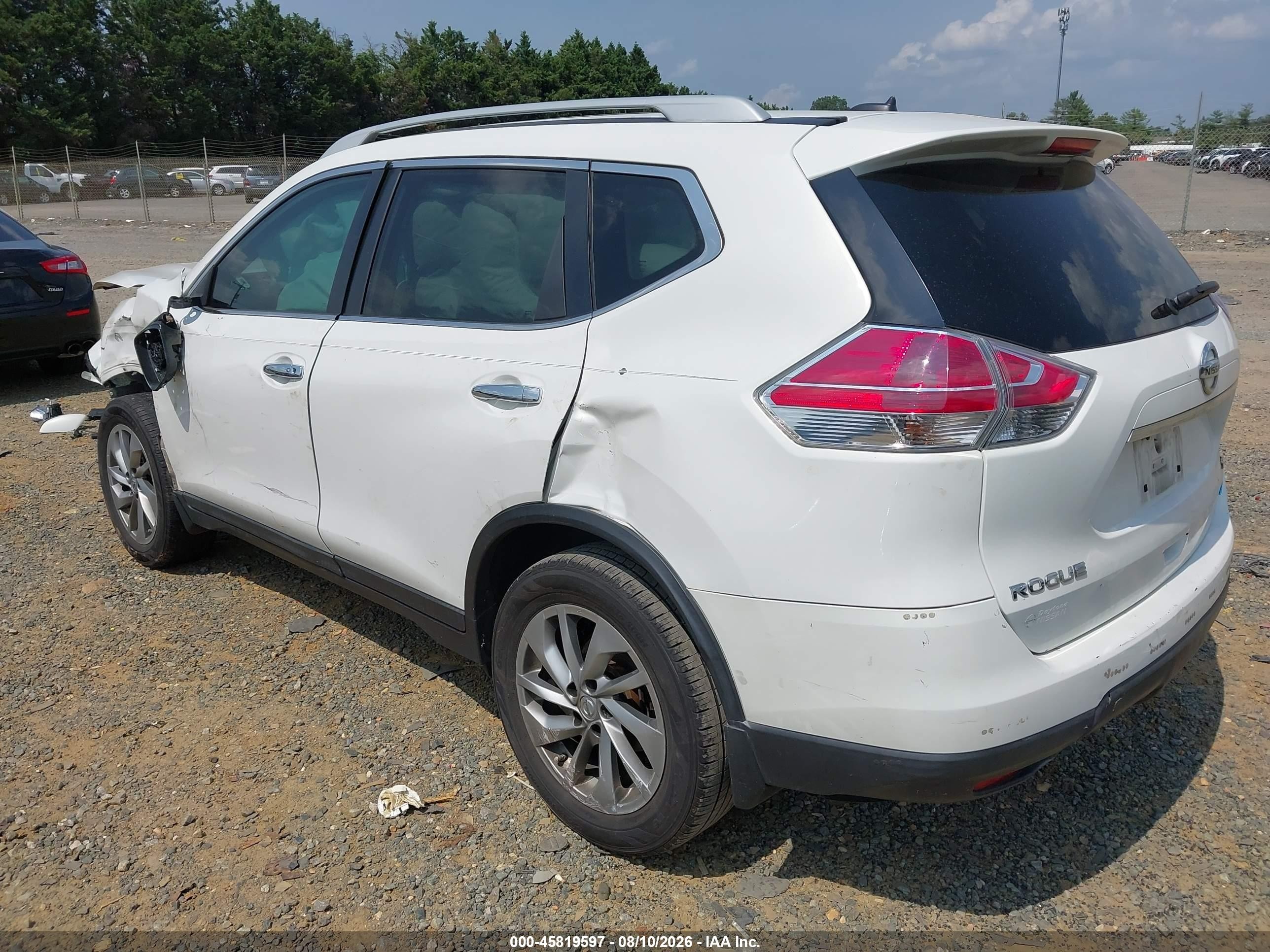 2014 Nissan Rogue Sl White vin: 5N1AT2MT8EC784019