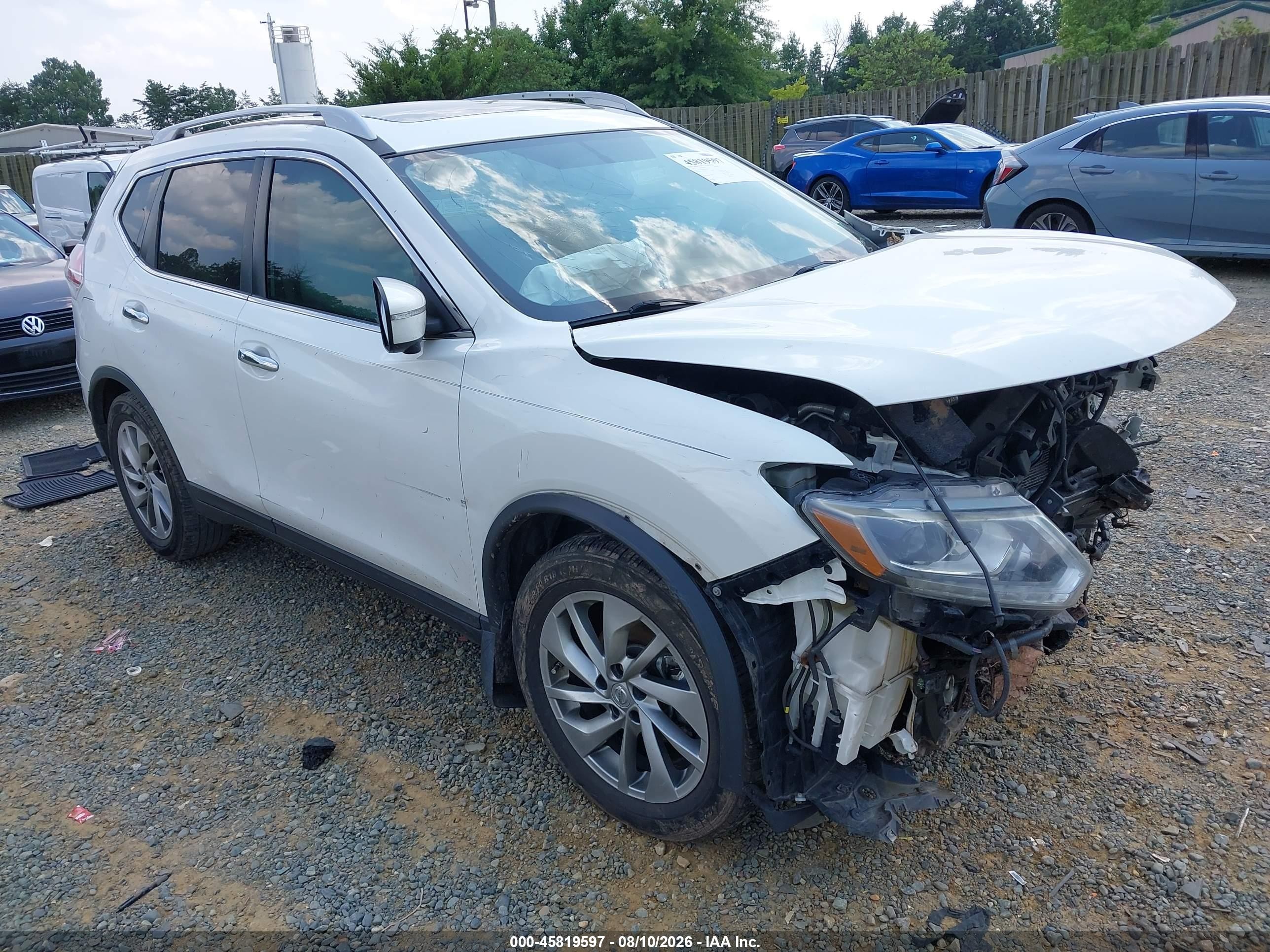2014 Nissan Rogue Sl White vin: 5N1AT2MT8EC784019