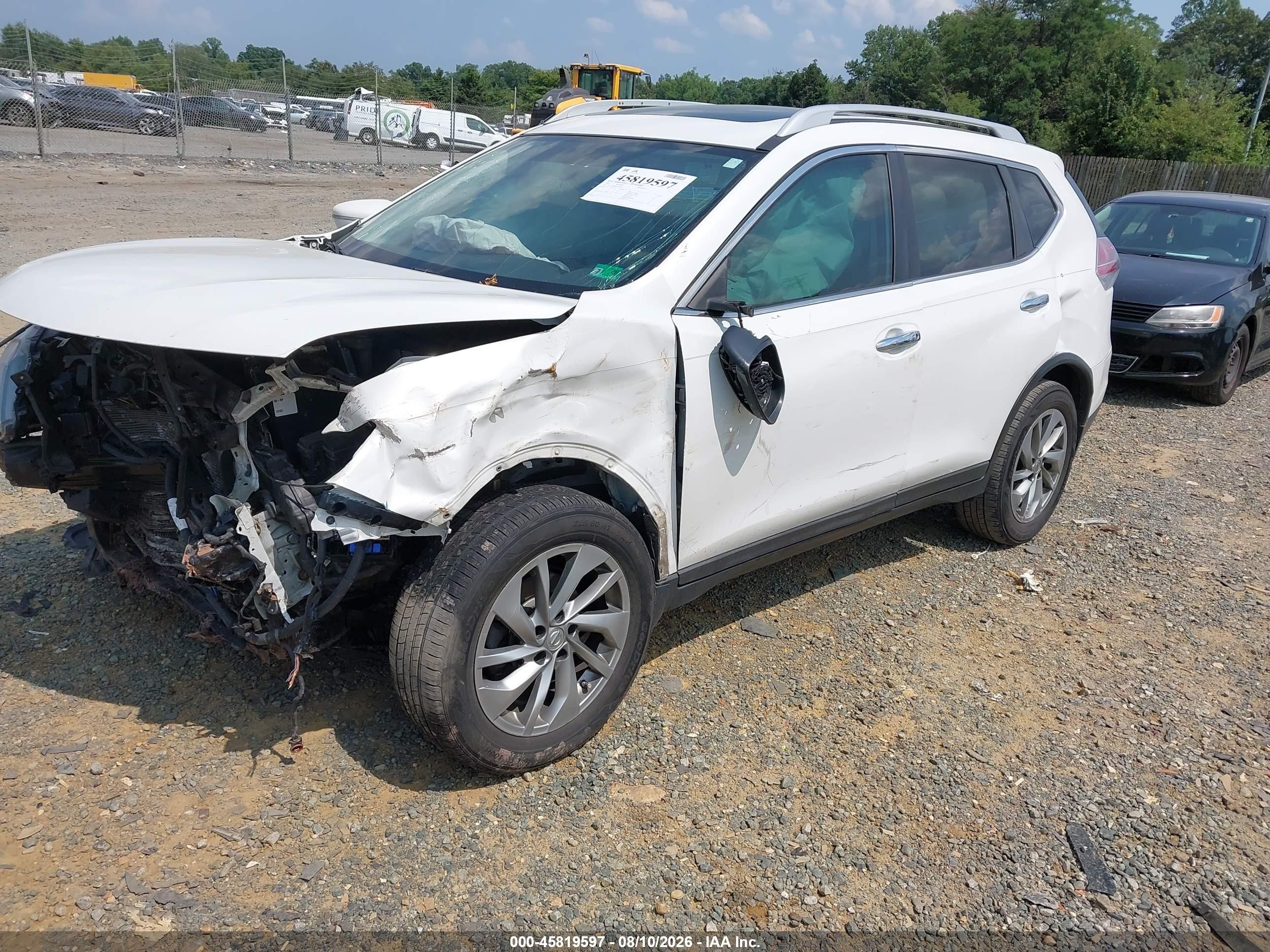 2014 Nissan Rogue Sl White vin: 5N1AT2MT8EC784019
