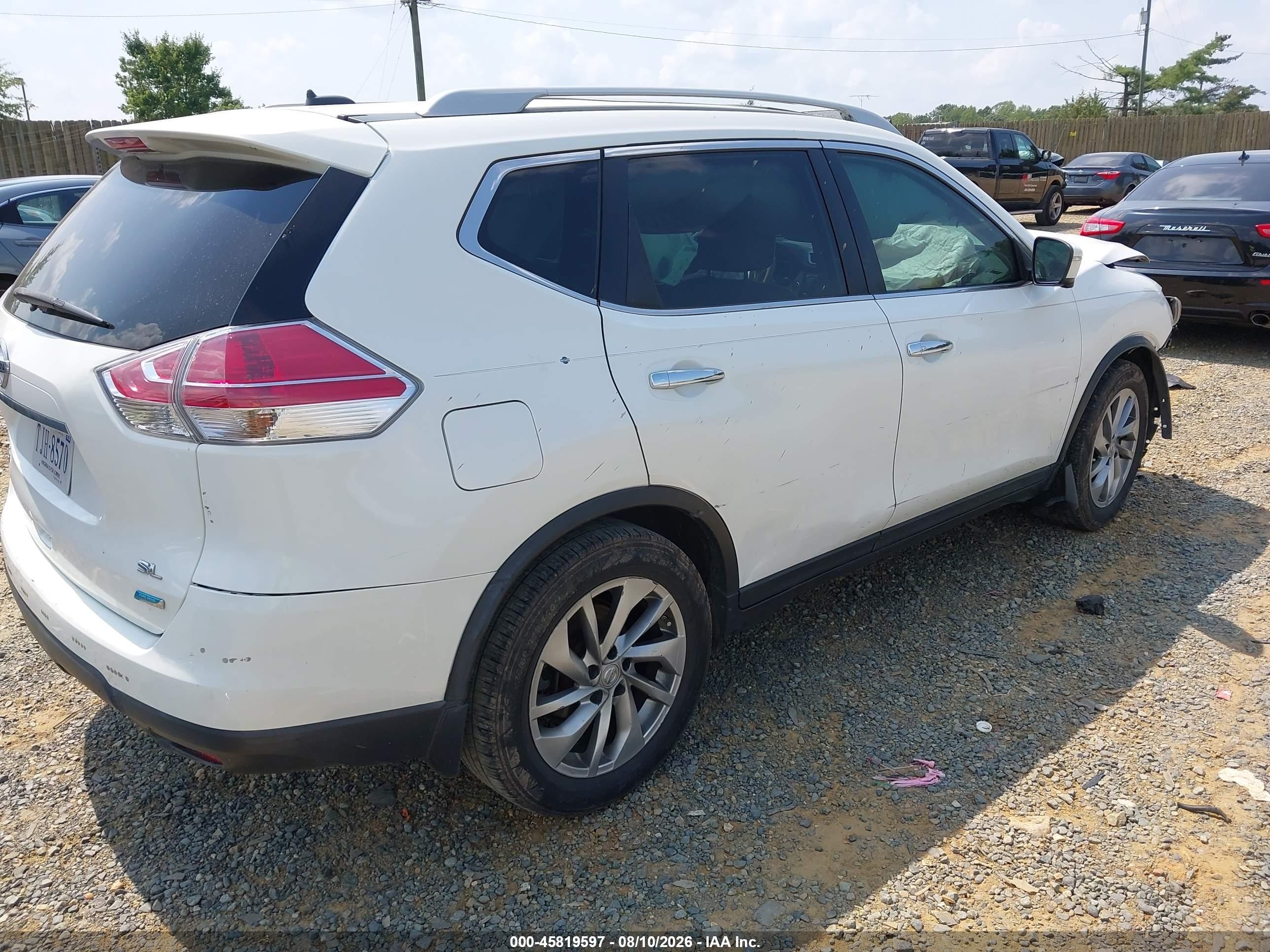 2014 Nissan Rogue Sl White vin: 5N1AT2MT8EC784019