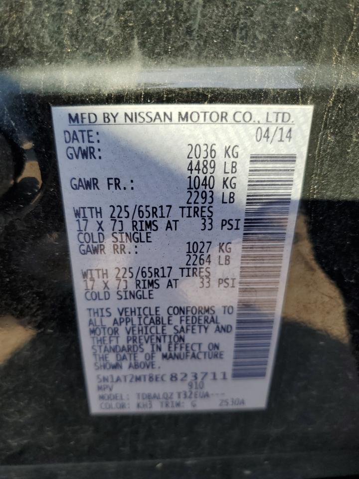 2014 Nissan Rogue S Black vin: 5N1AT2MT8EC823711