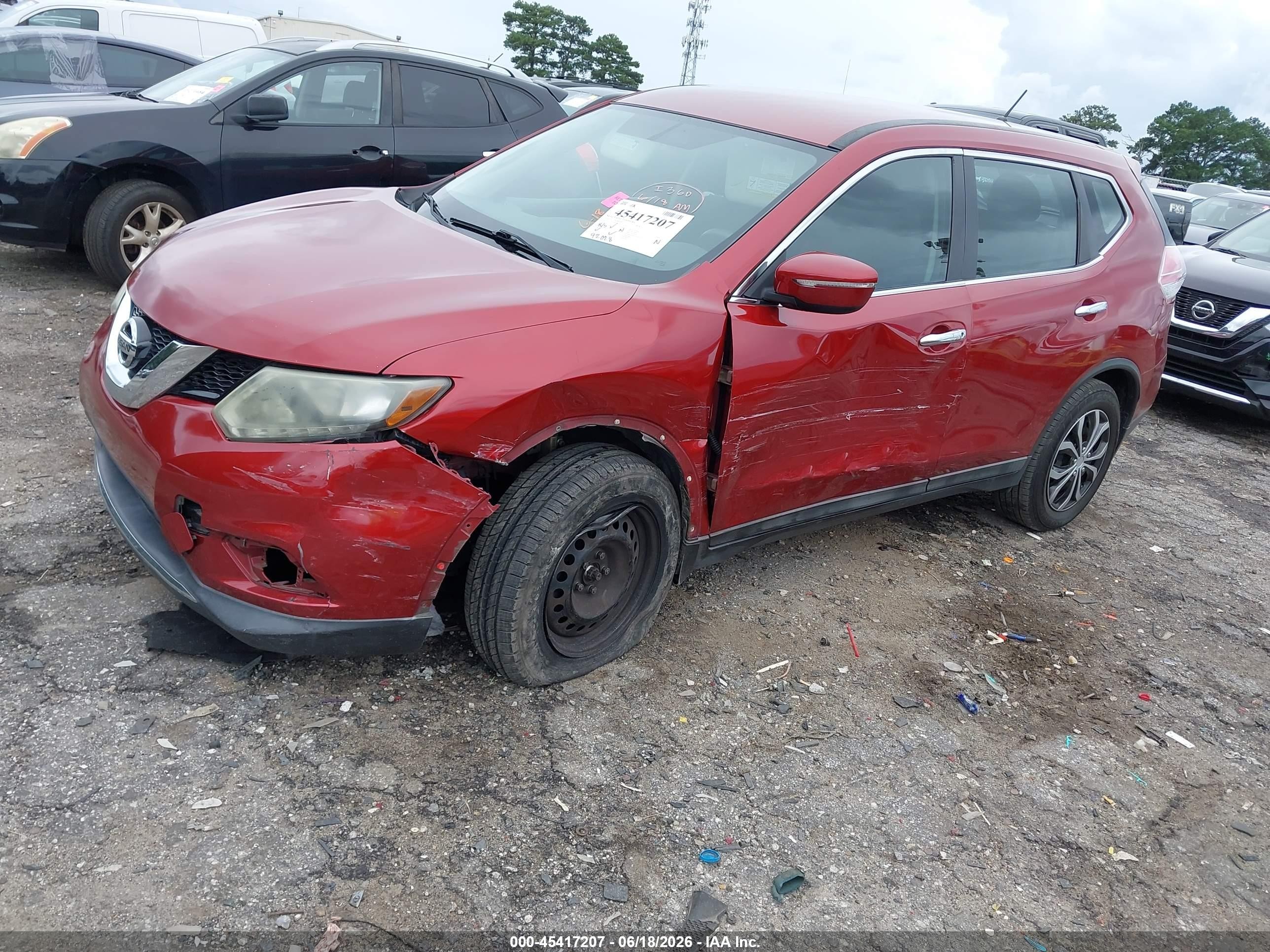 2014 Nissan Rogue S Red vin: 5N1AT2MT8EC862072