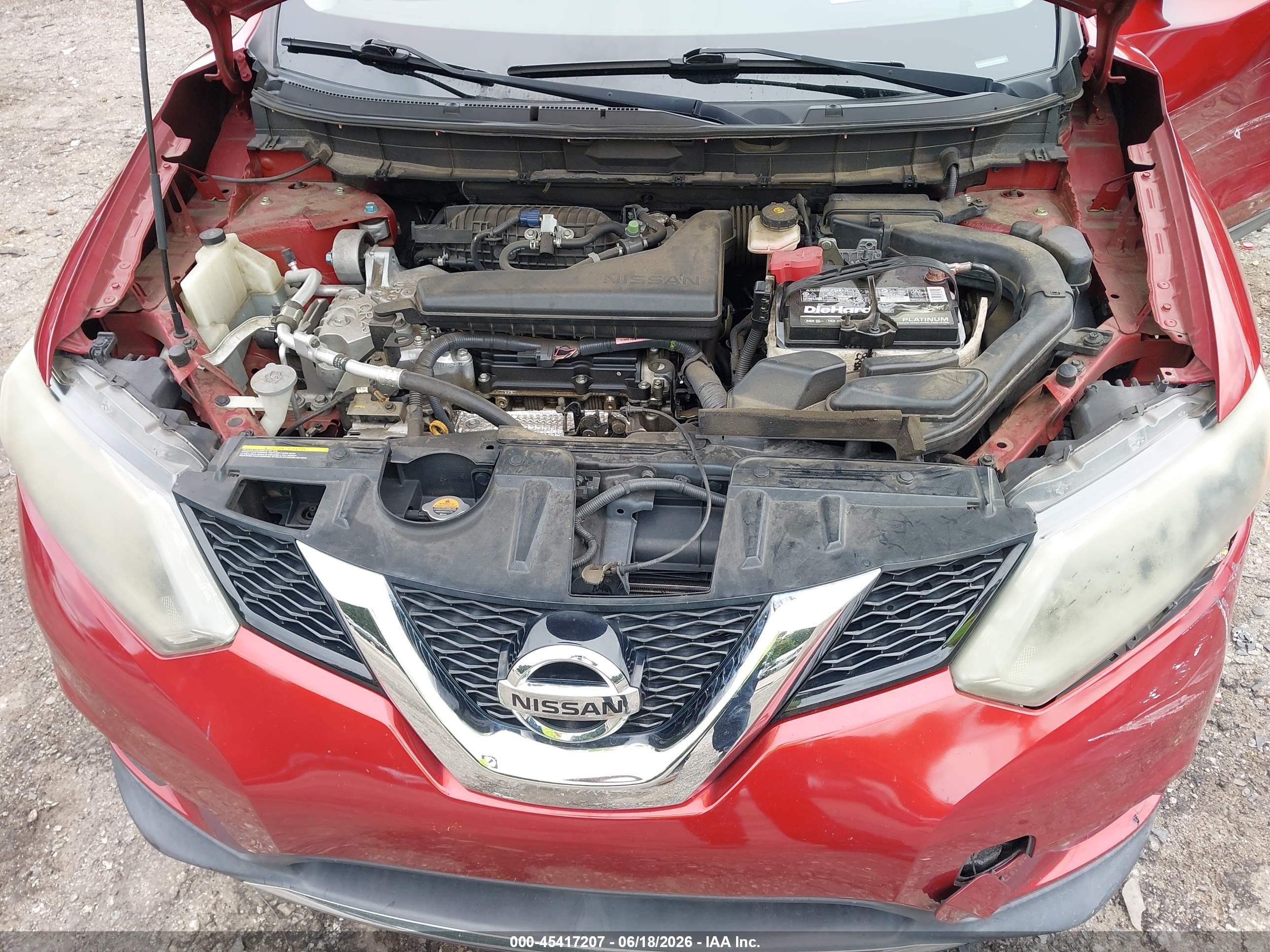 2014 Nissan Rogue S Red vin: 5N1AT2MT8EC862072