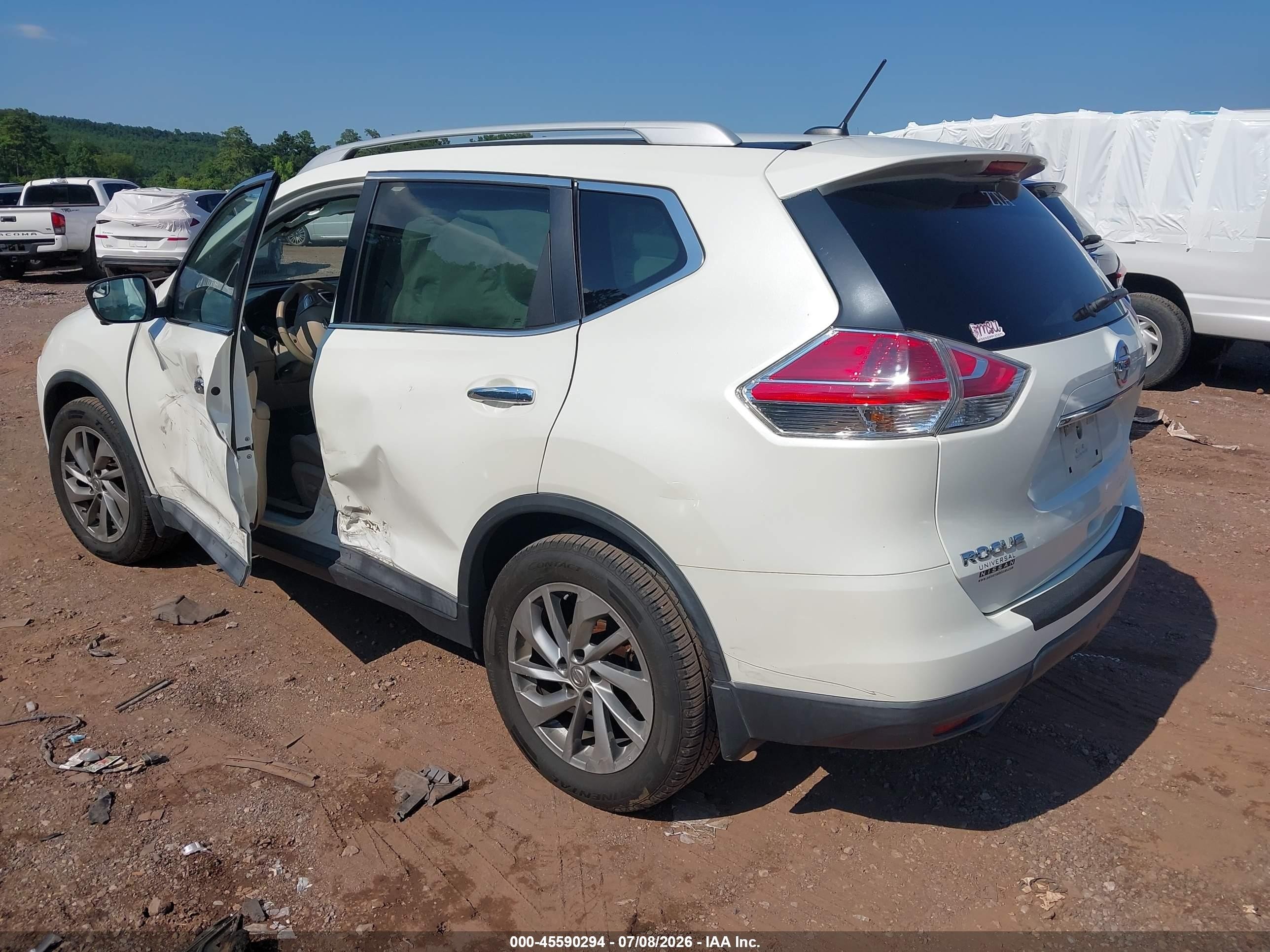 2015 Nissan Rogue Sl White vin: 5N1AT2MT8FC759963