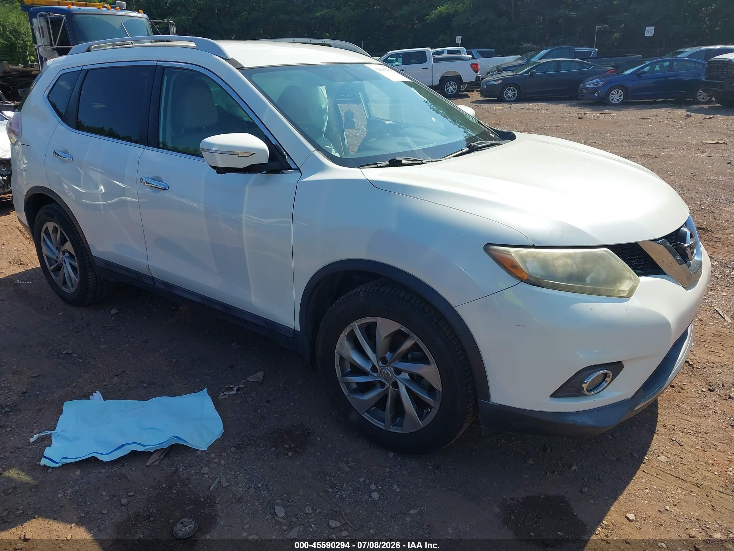 2015 Nissan Rogue Sl White vin: 5N1AT2MT8FC759963