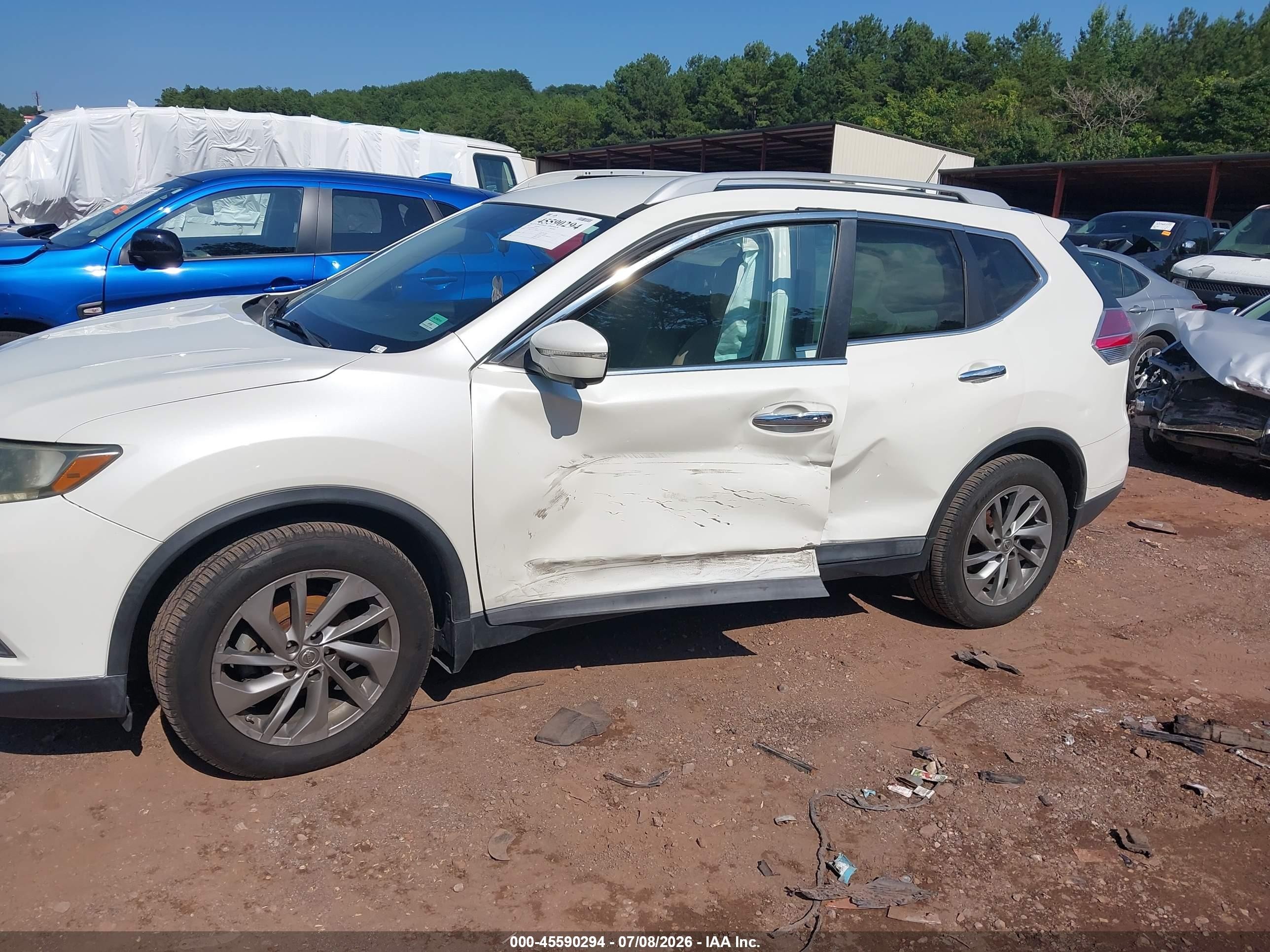 2015 Nissan Rogue Sl White vin: 5N1AT2MT8FC759963