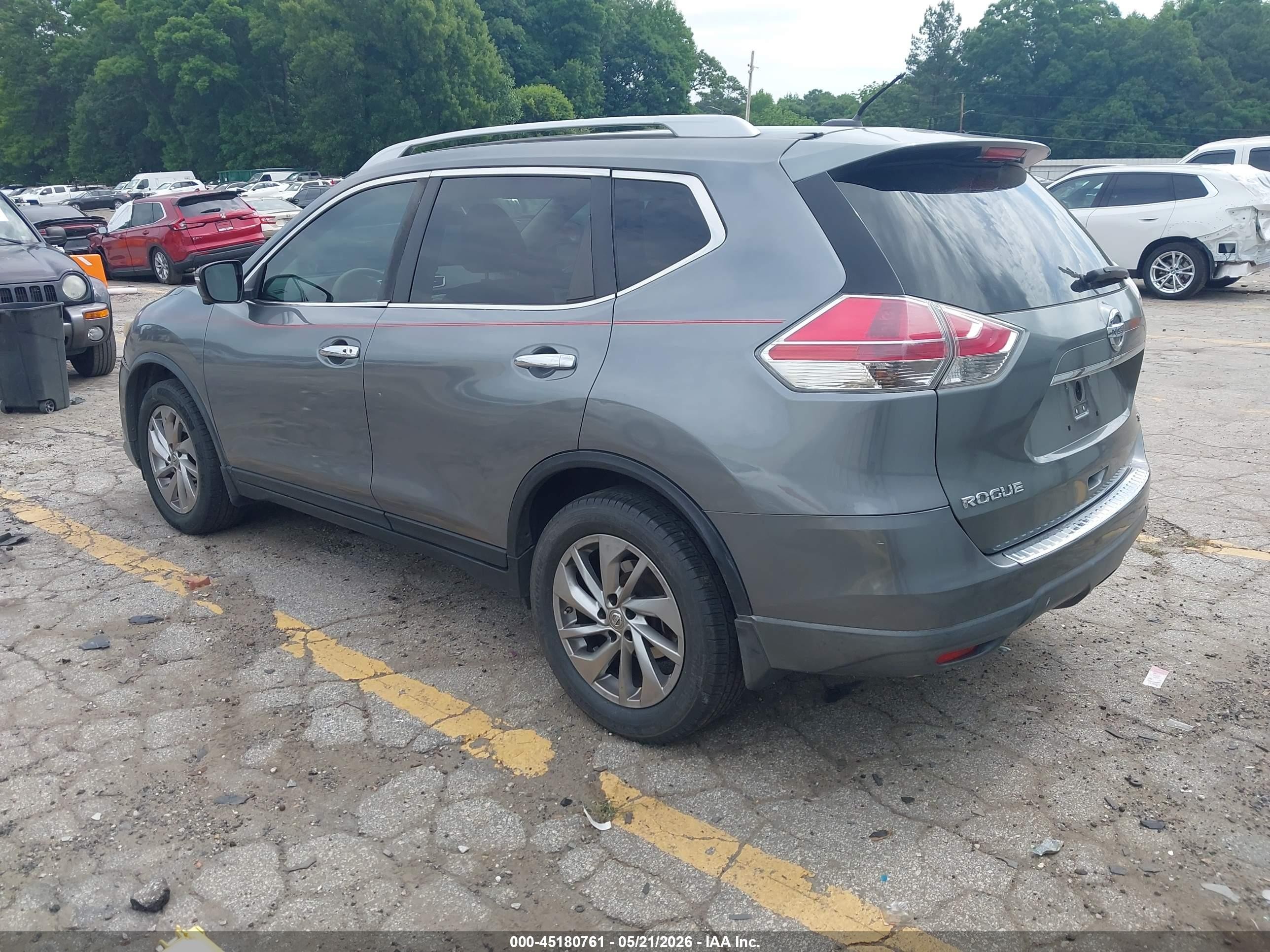 2015 Nissan Rogue Sl Серый vin: 5N1AT2MT8FC787519