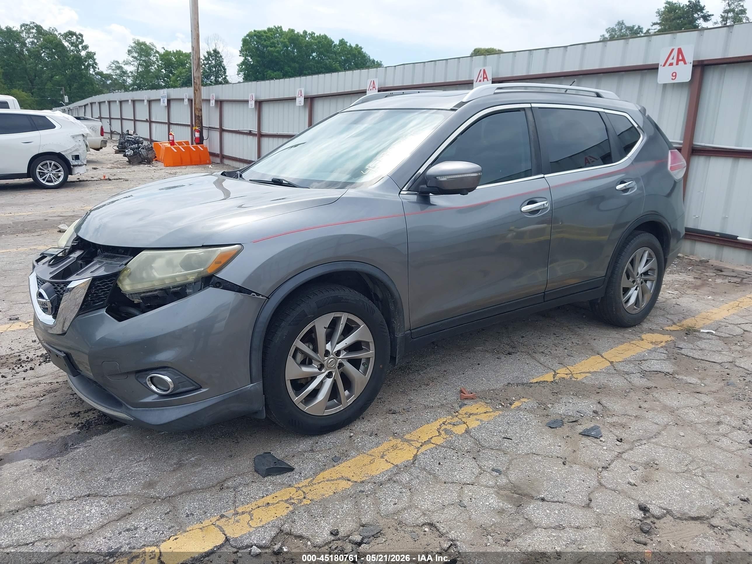 2015 Nissan Rogue Sl Серый vin: 5N1AT2MT8FC787519