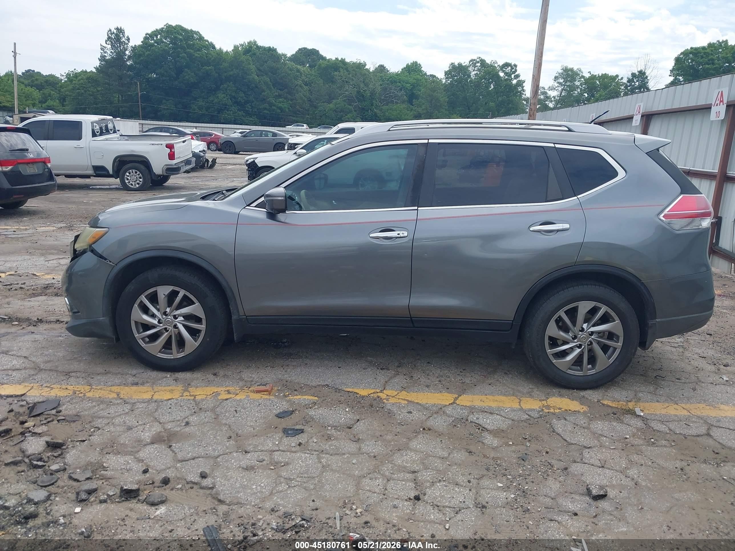 2015 Nissan Rogue Sl Серый vin: 5N1AT2MT8FC787519