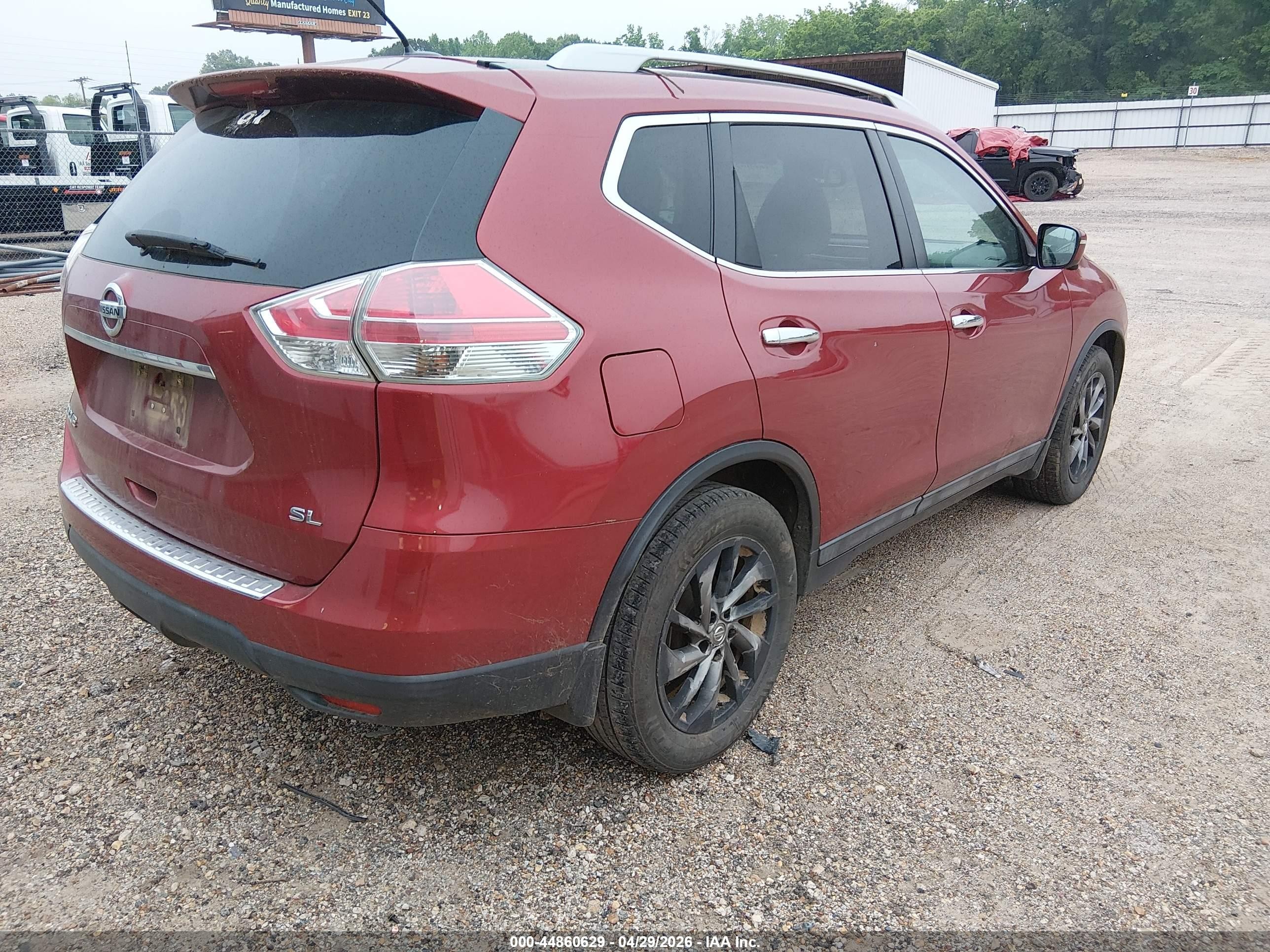 2015 Nissan Rogue Sl Red vin: 5N1AT2MT8FC812306