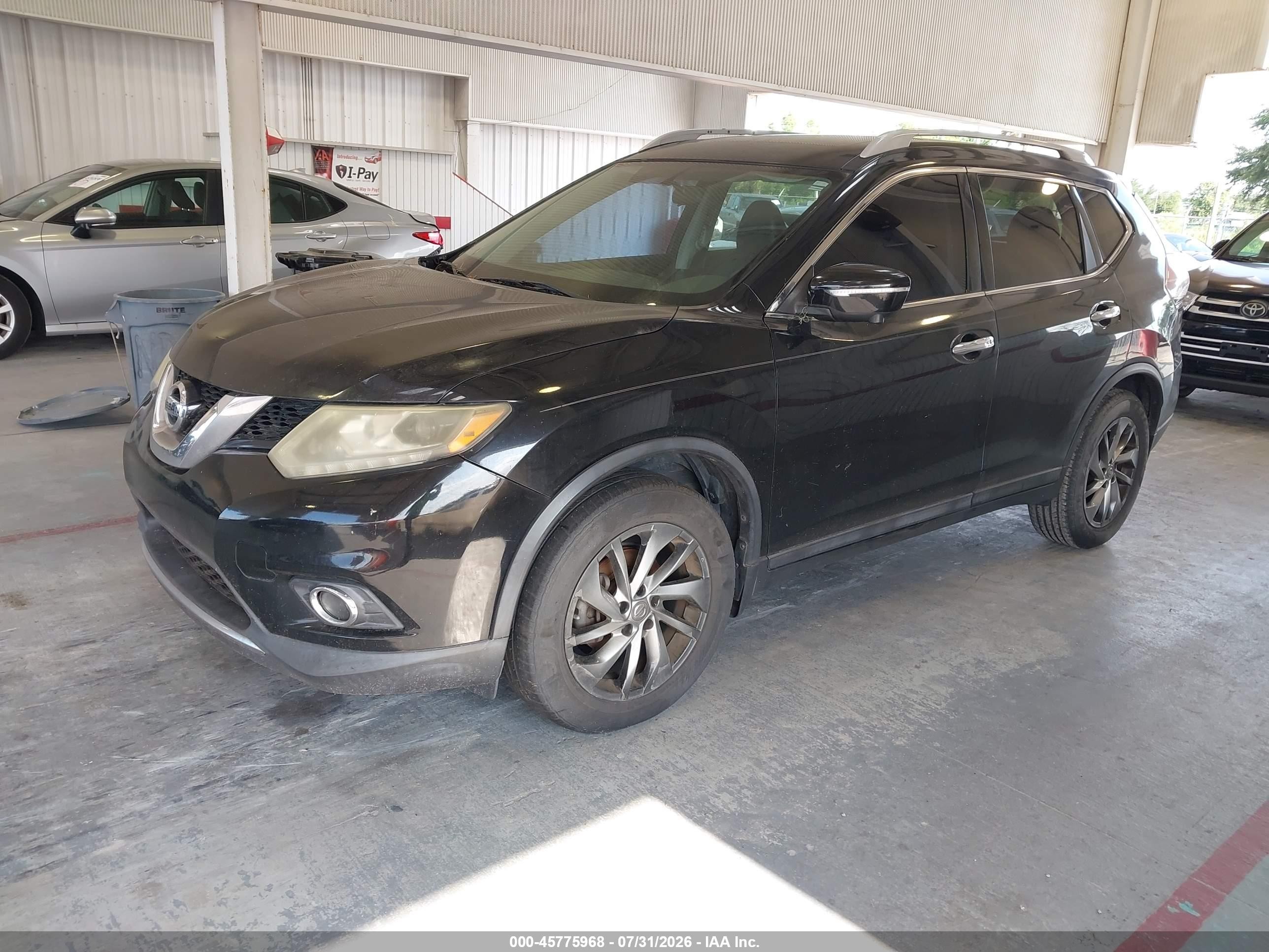 2015 Nissan Rogue Sl Black vin: 5N1AT2MT8FC847671