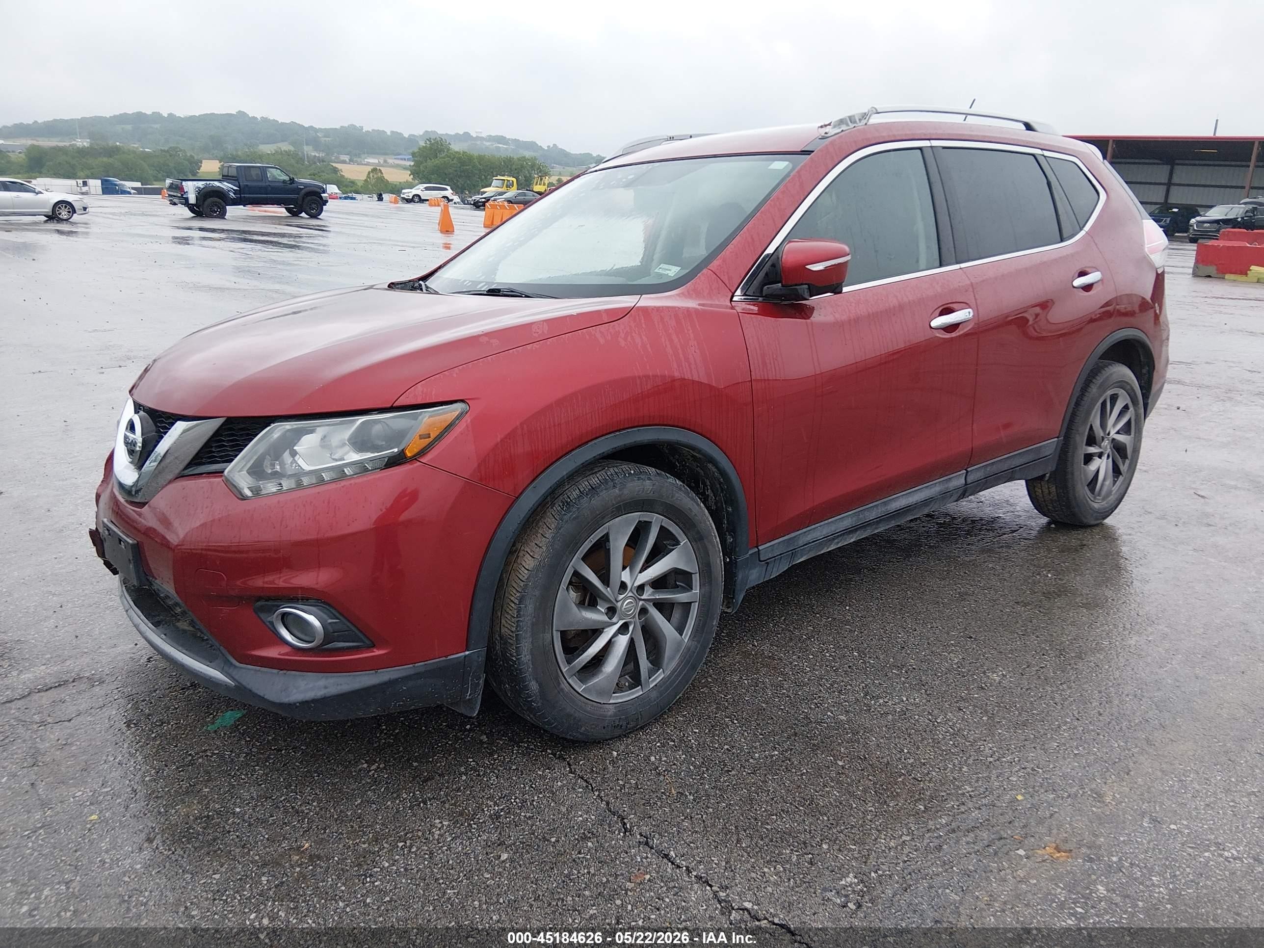2015 Nissan Rogue Sl Red vin: 5N1AT2MT8FC847993