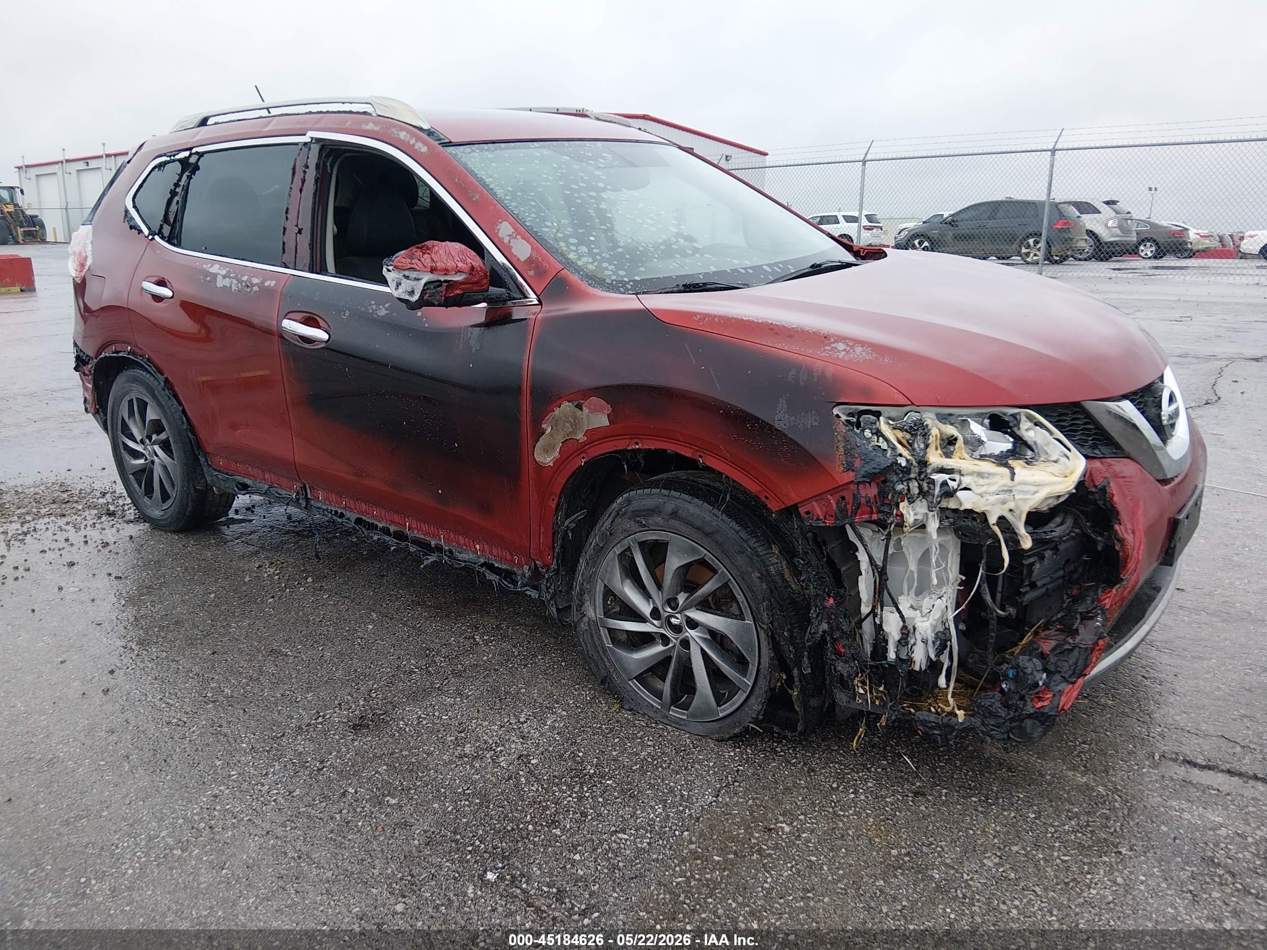 2015 Nissan Rogue Sl Red vin: 5N1AT2MT8FC847993