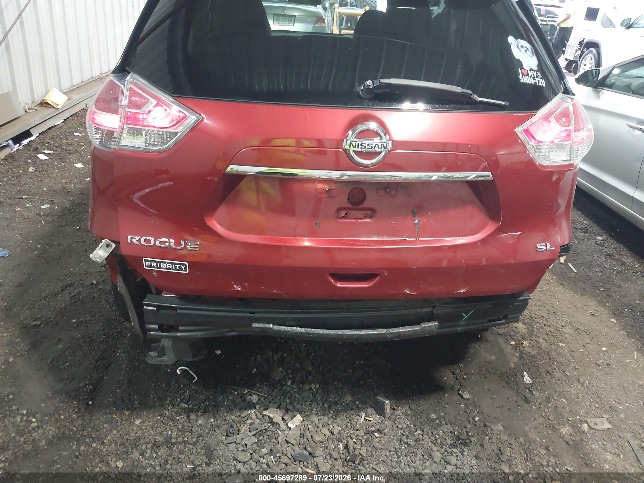 2015 Nissan Rogue Sl Red vin: 5N1AT2MT8FC849050