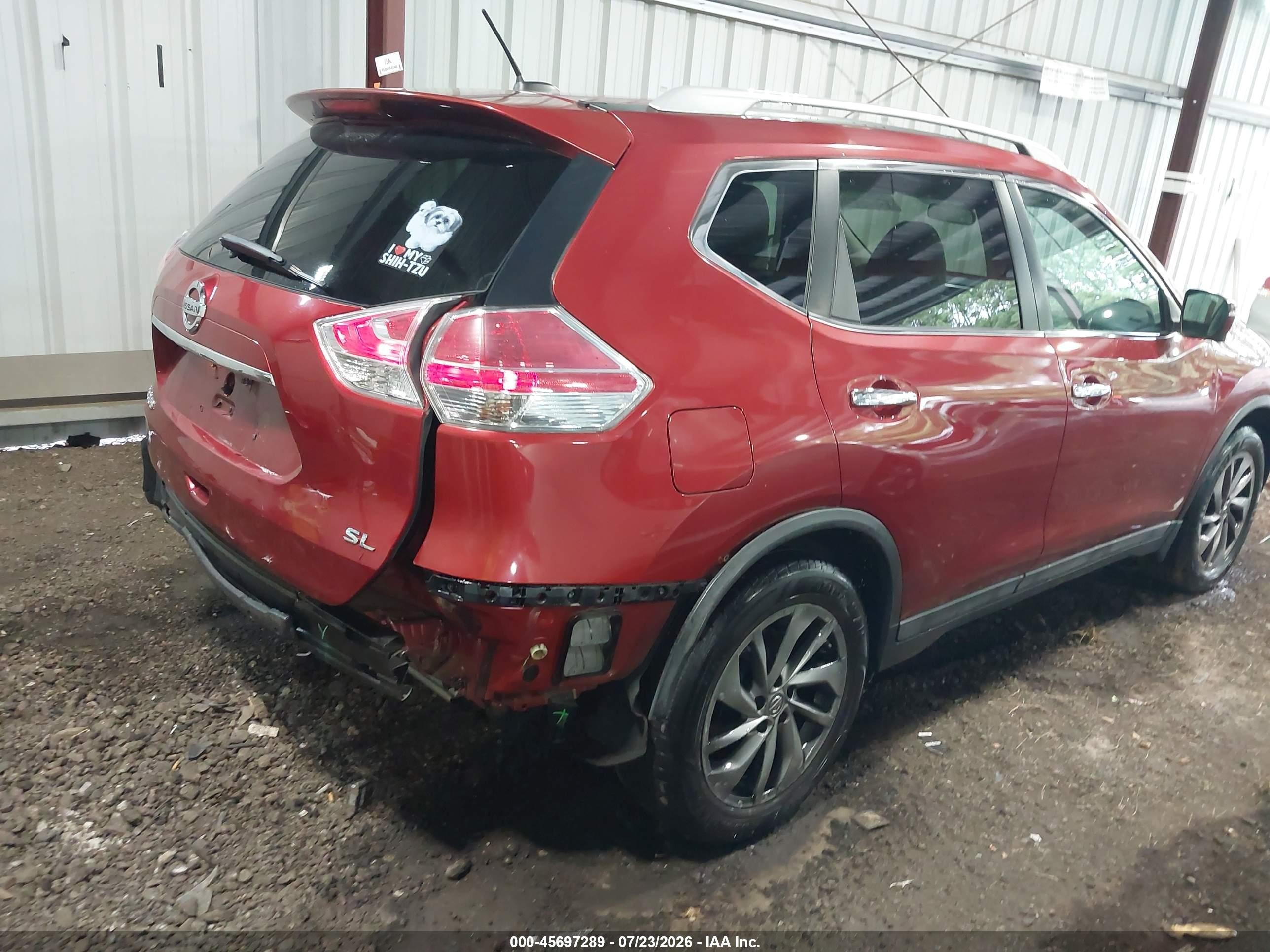 2015 Nissan Rogue Sl Red vin: 5N1AT2MT8FC849050